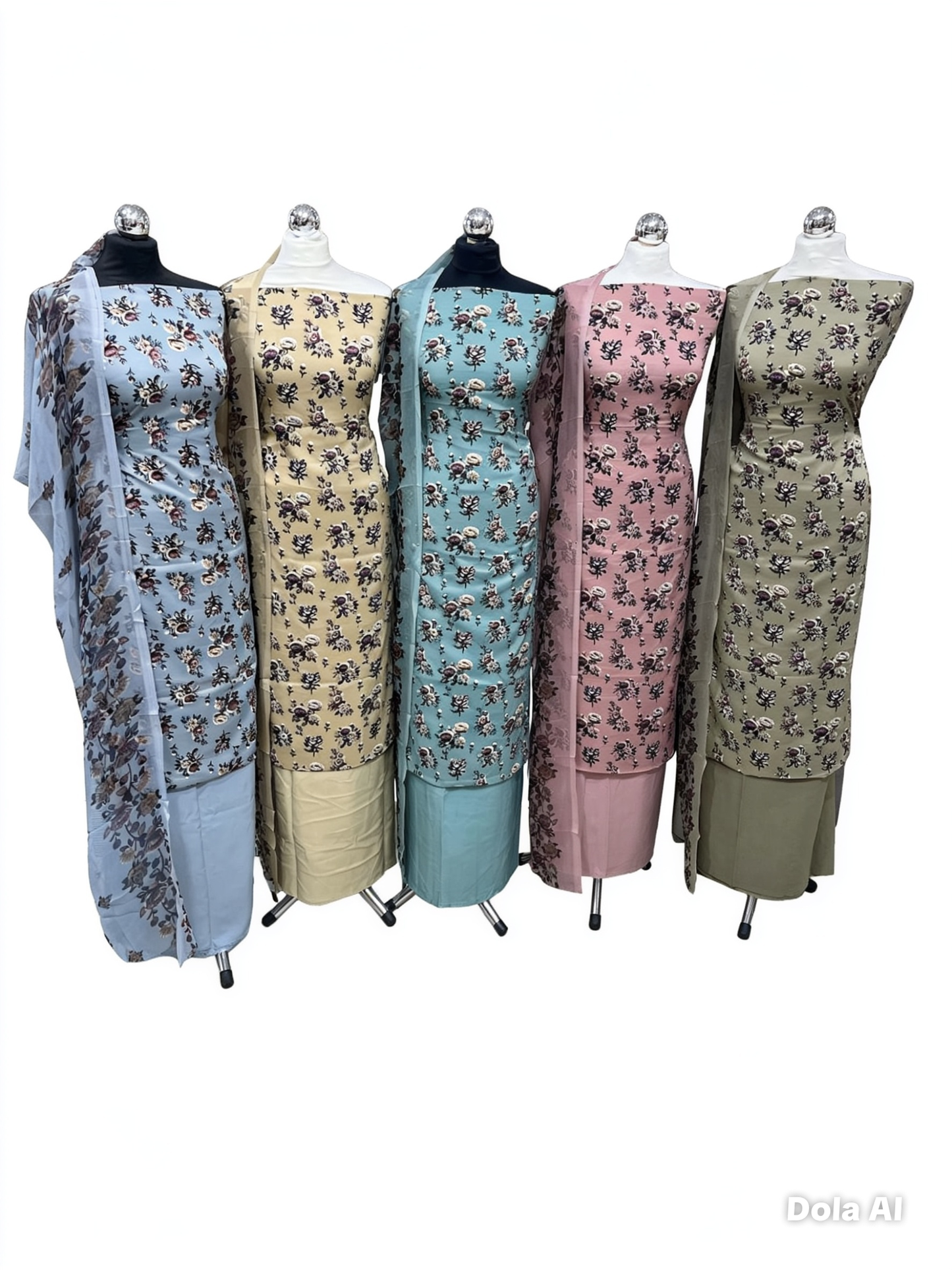 Digital Print Malai Crepe Suits – Floral Collection with Printed Chiffon Dupatta