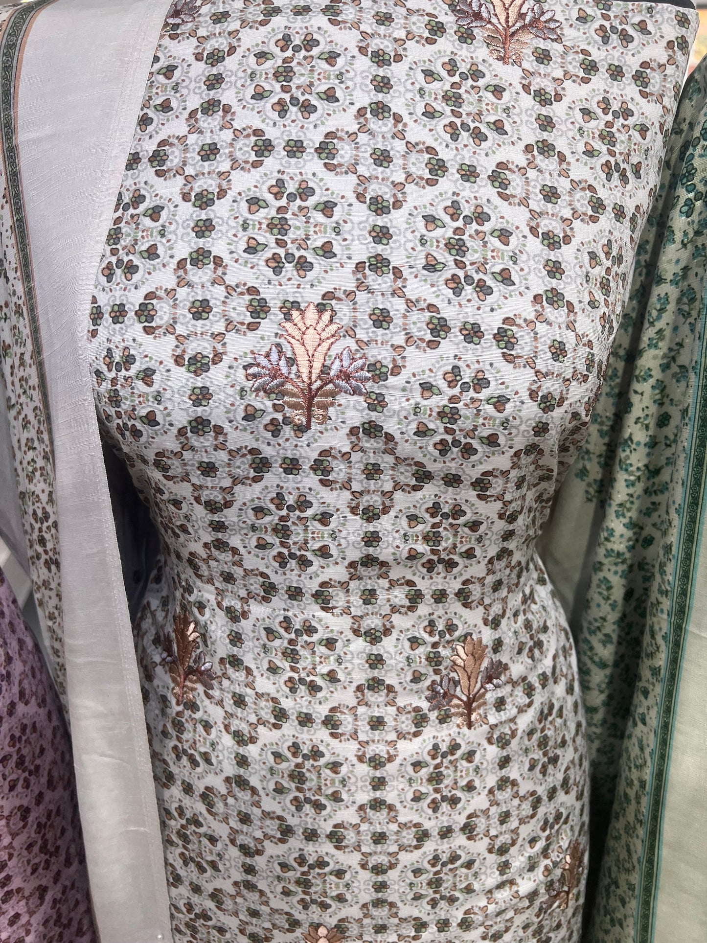 Digtial Print Alpine With Thread Embroidery