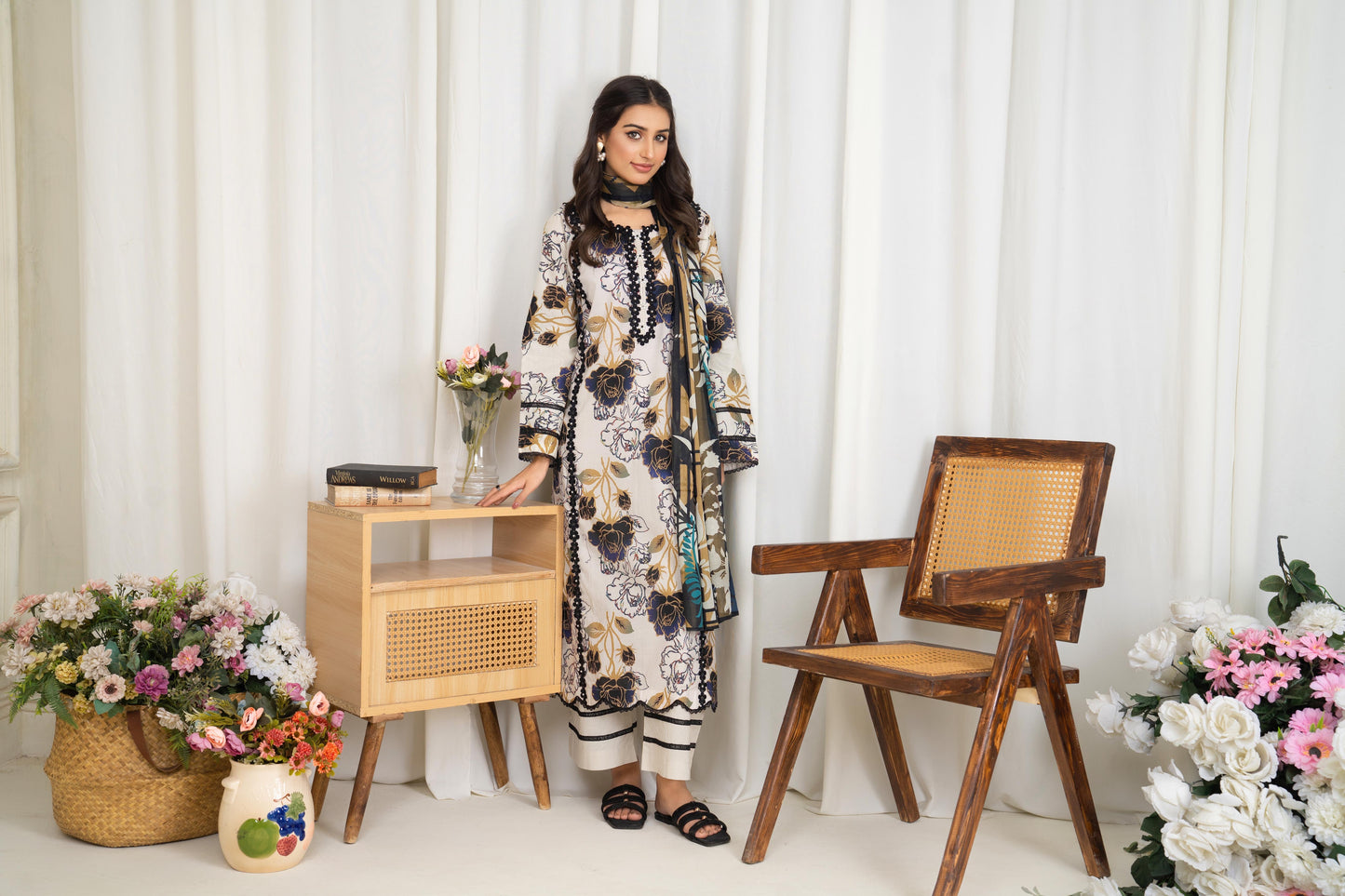 Digital Print Lawn with Embroidery Readymade Suit