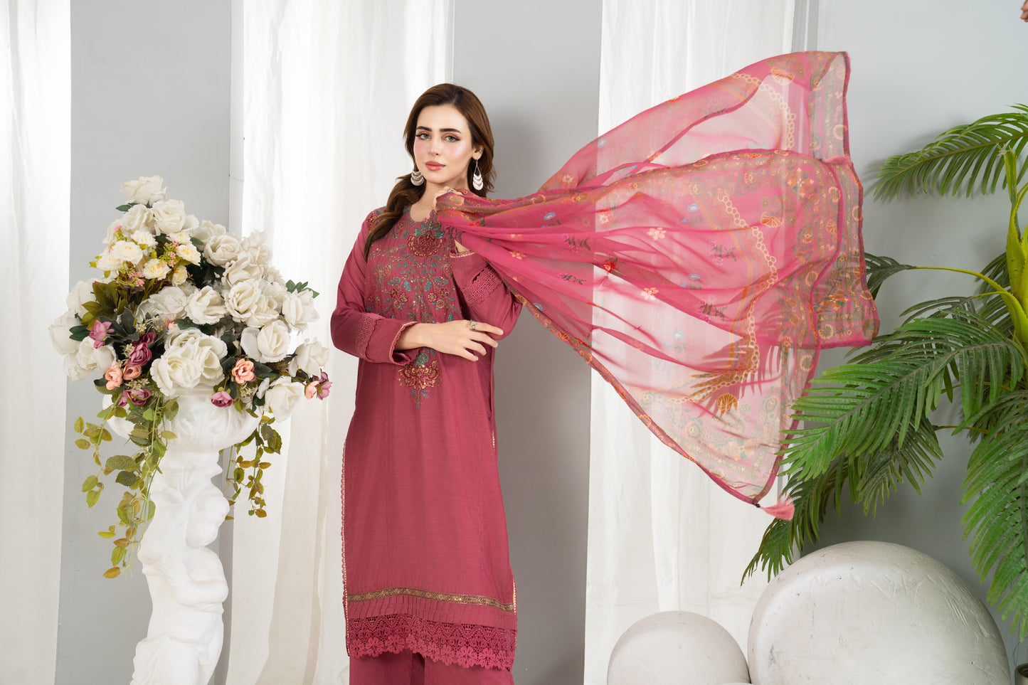 Maria B Inspired Thread‑Embroidered Luxury Viscose Suit