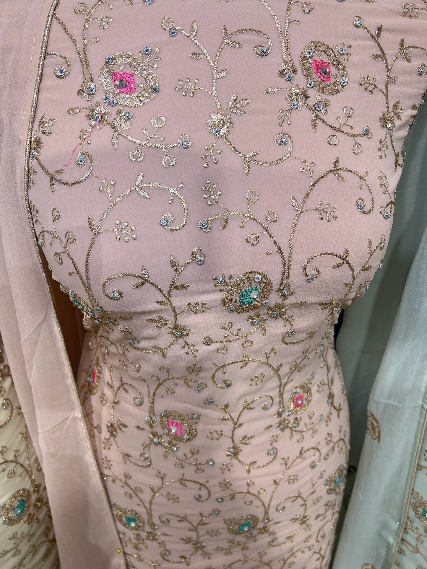 Georgette Suits with Thread Embroidery & Embellishments