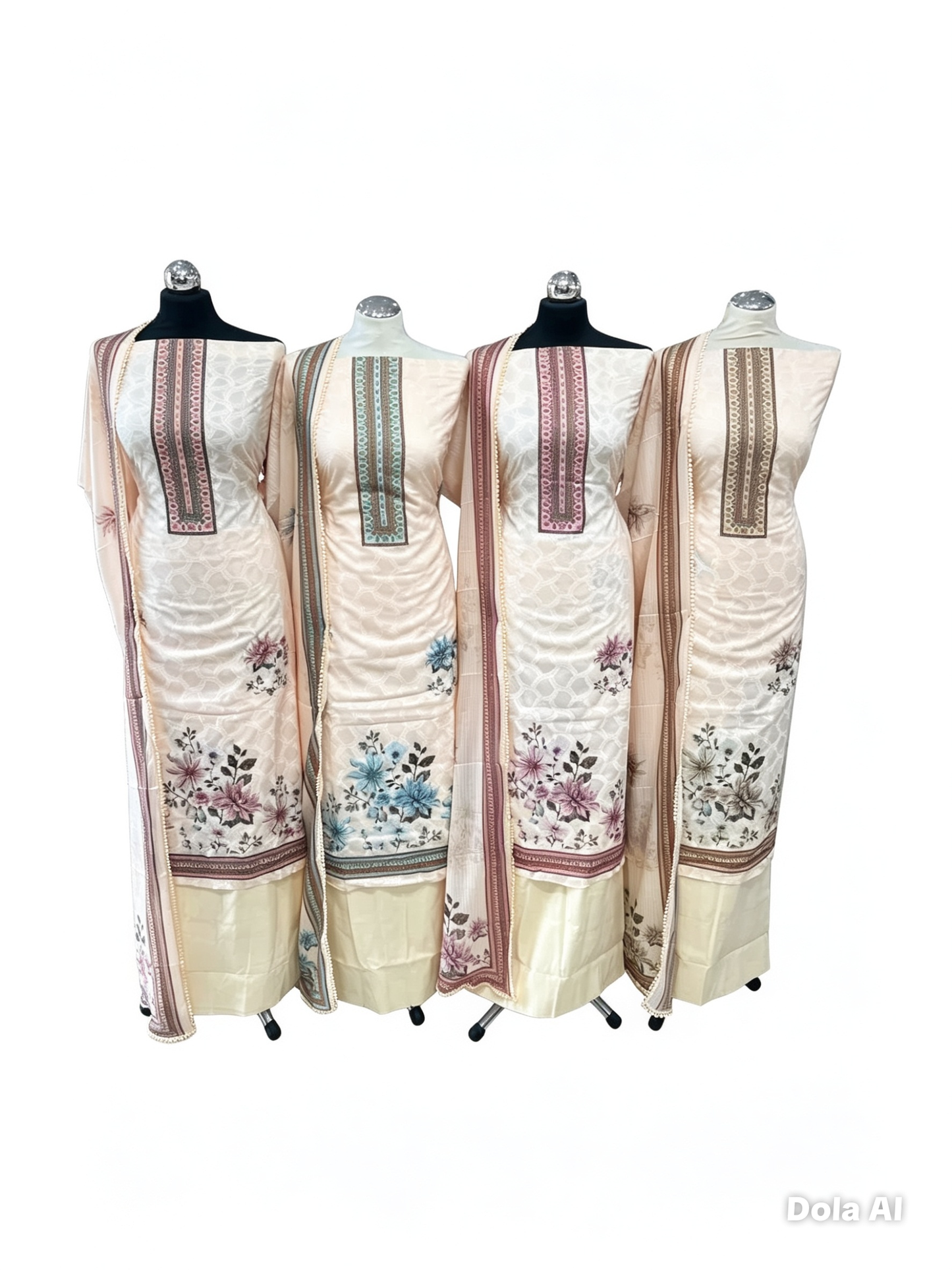 Digital Print Embroidered Cotton