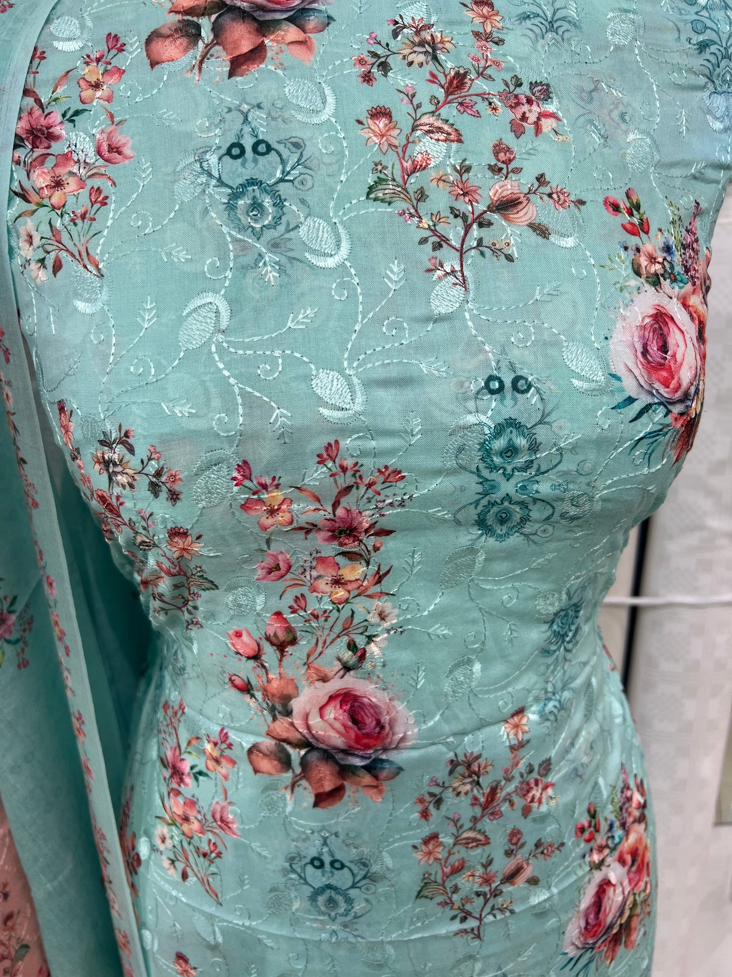 Digital Print Embroidered Cotton