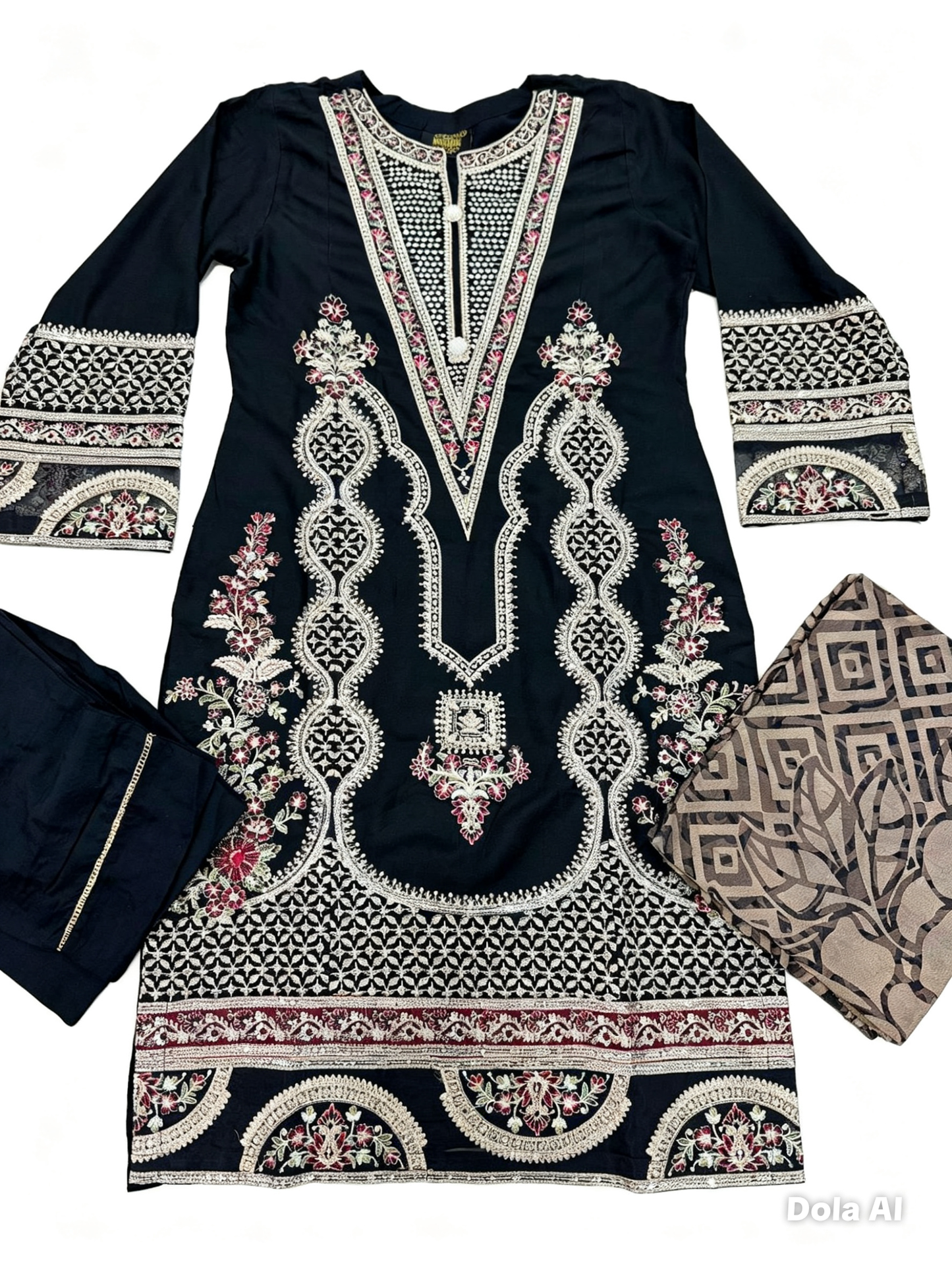 Linen Embroidered Suit