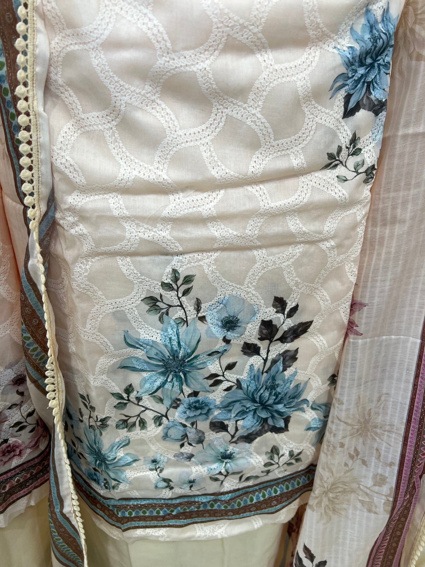 Digital Print Embroidered Cotton