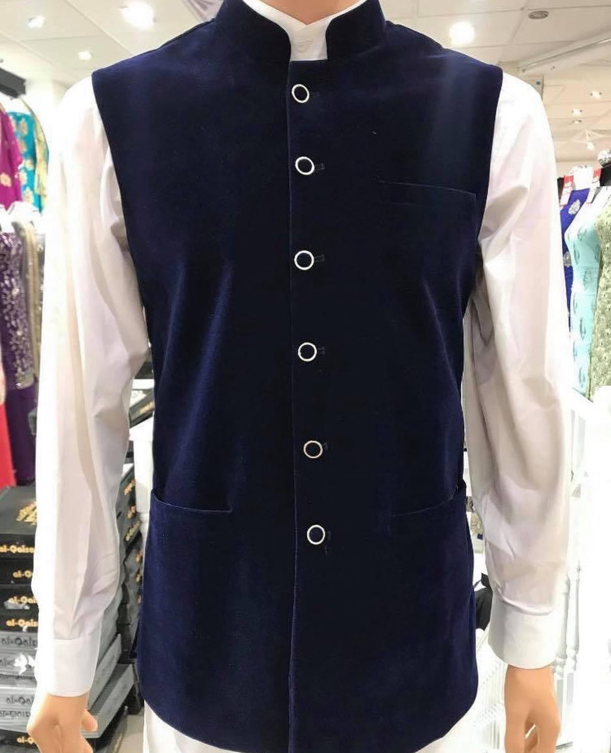 Velvet Boys Waistcoat Navy Plain