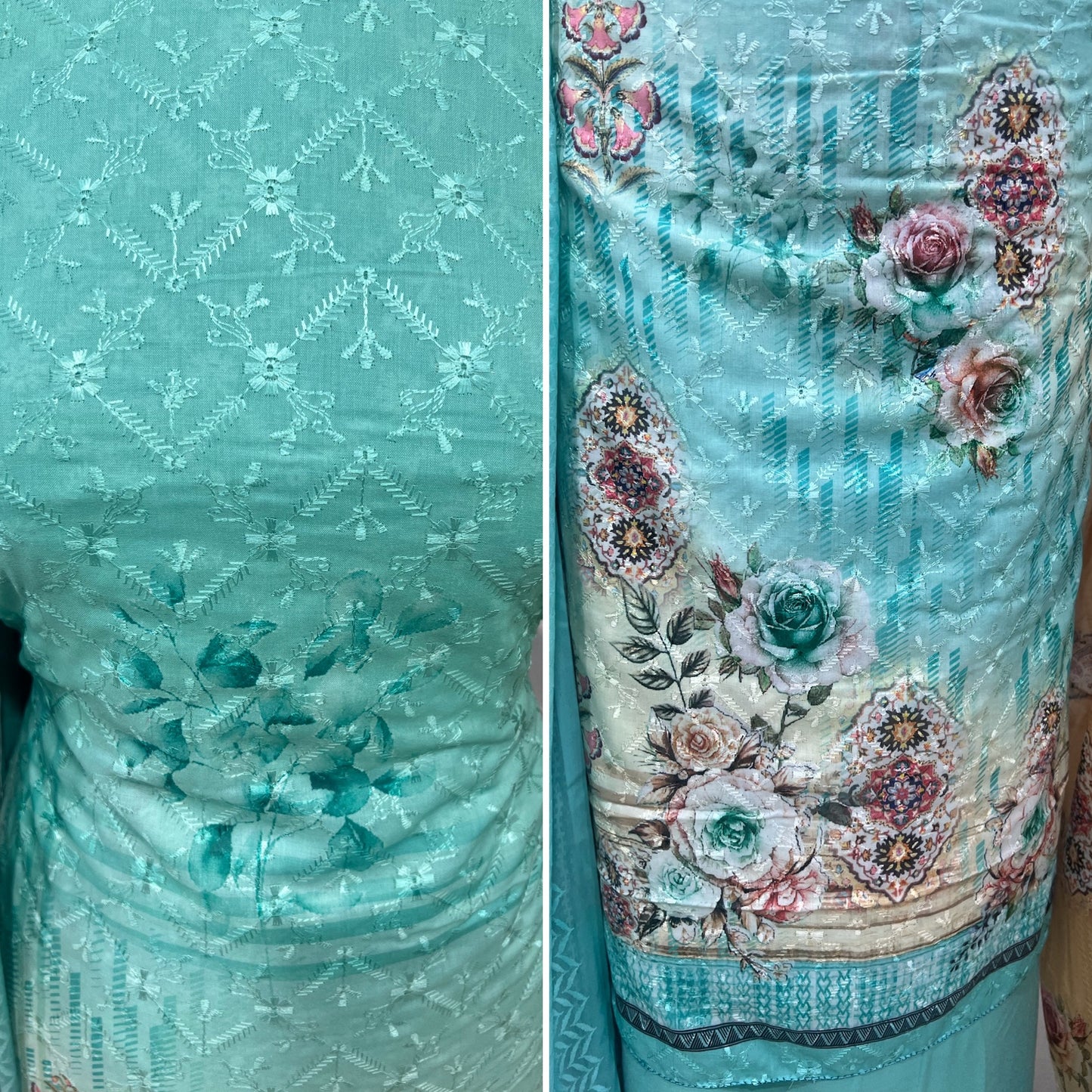 Digital Print Embroidered Cotton