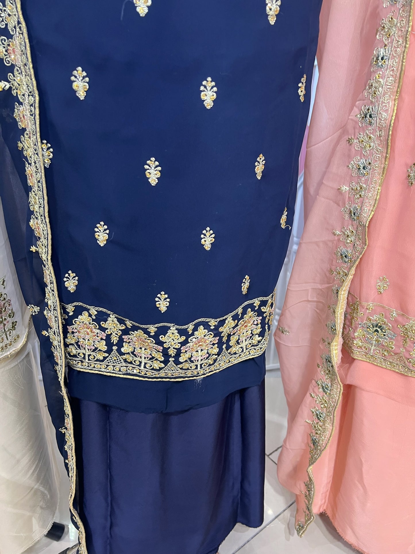 Georgette Neckline Embroidered