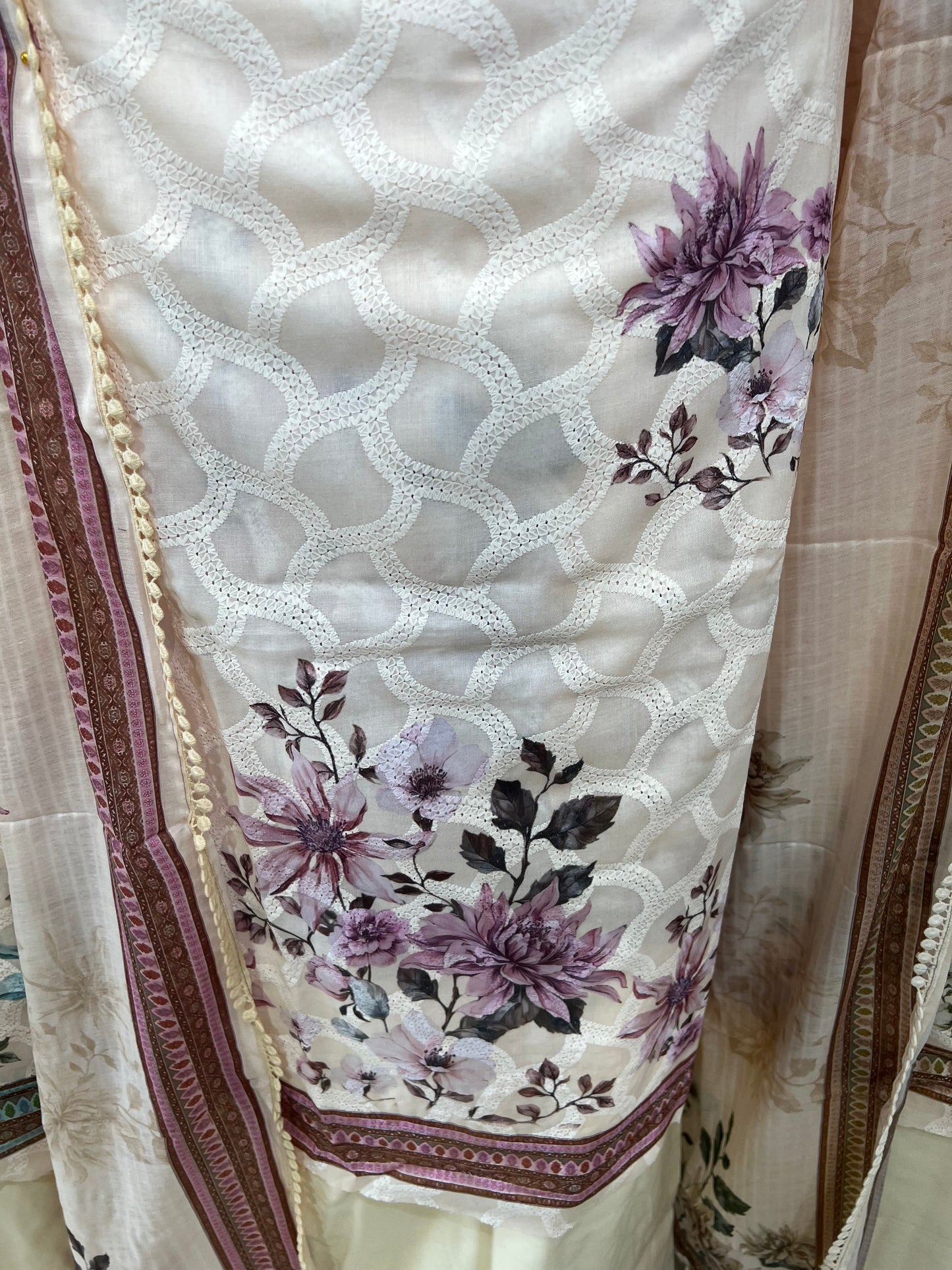 Digital Print Embroidered Cotton
