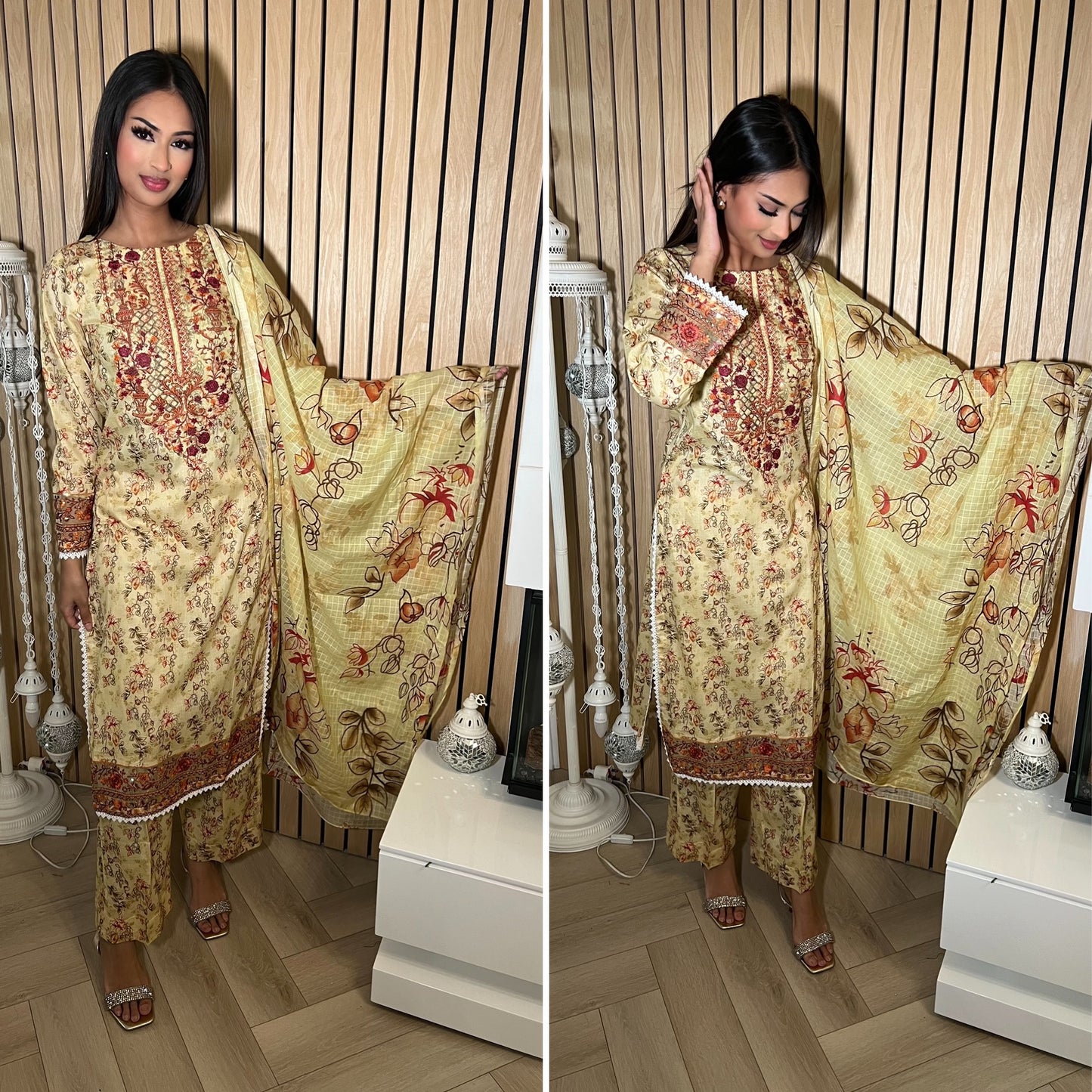 Iznik Inspired Summer/Spring Lawn- Golden Yellow Floral