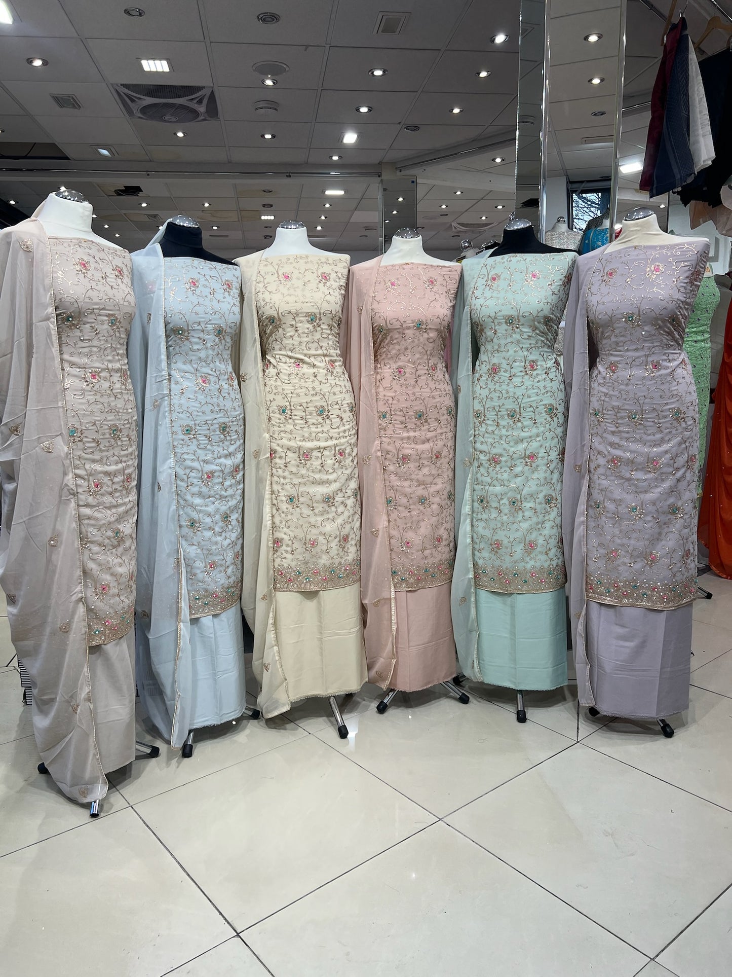 Georgette Suits with Thread Embroidery & Embellishments