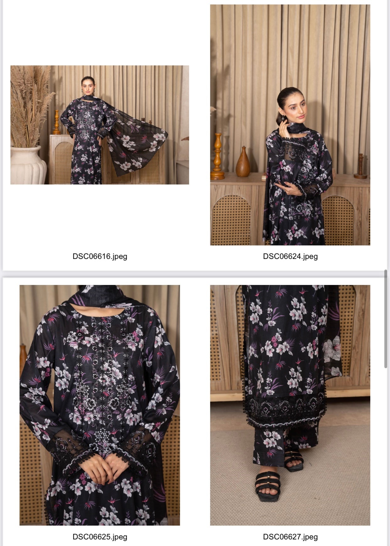 Iznik Inspired Summer/Spring Lawn- Black Floral