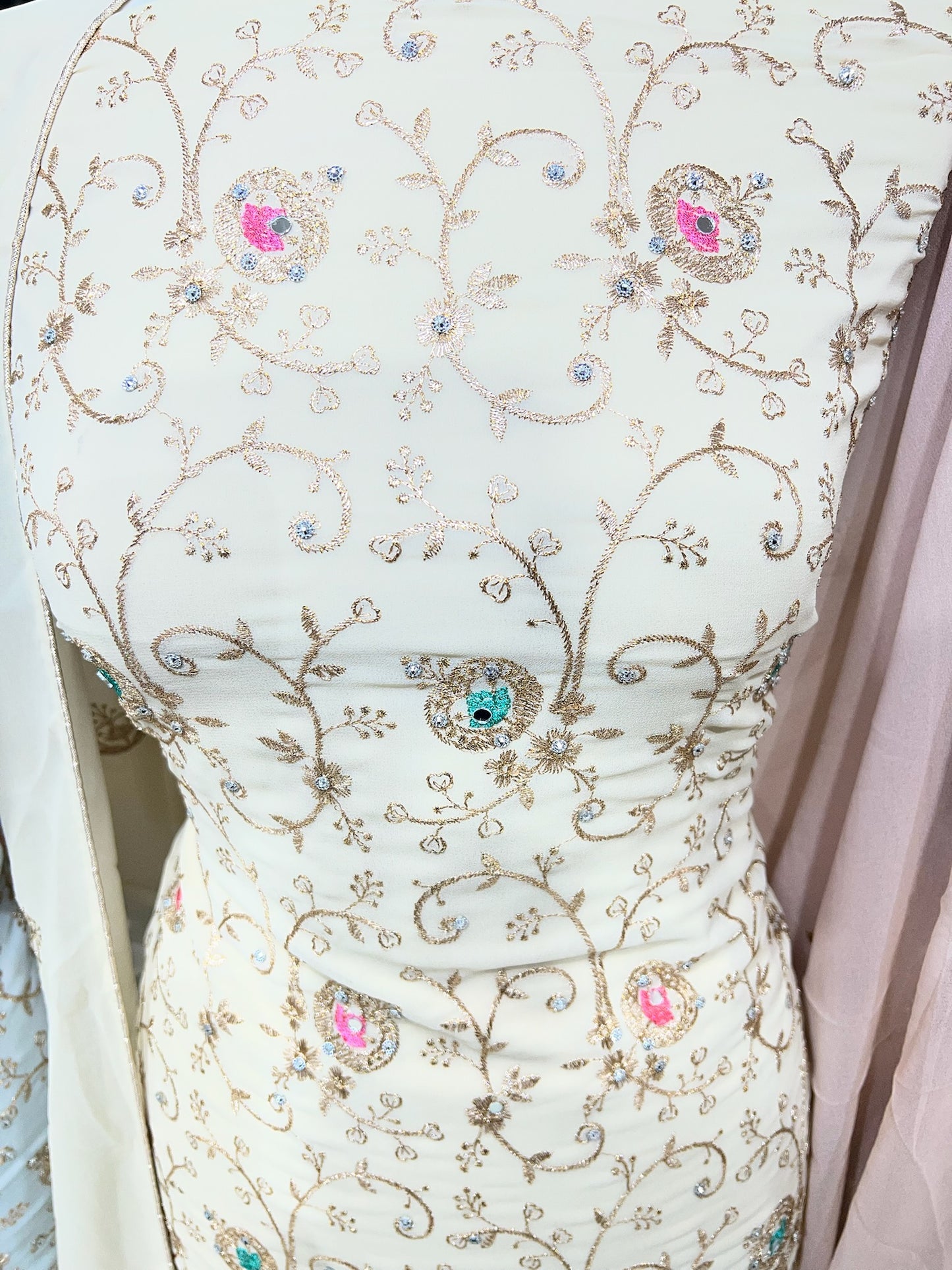 Georgette Suits with Thread Embroidery & Embellishments