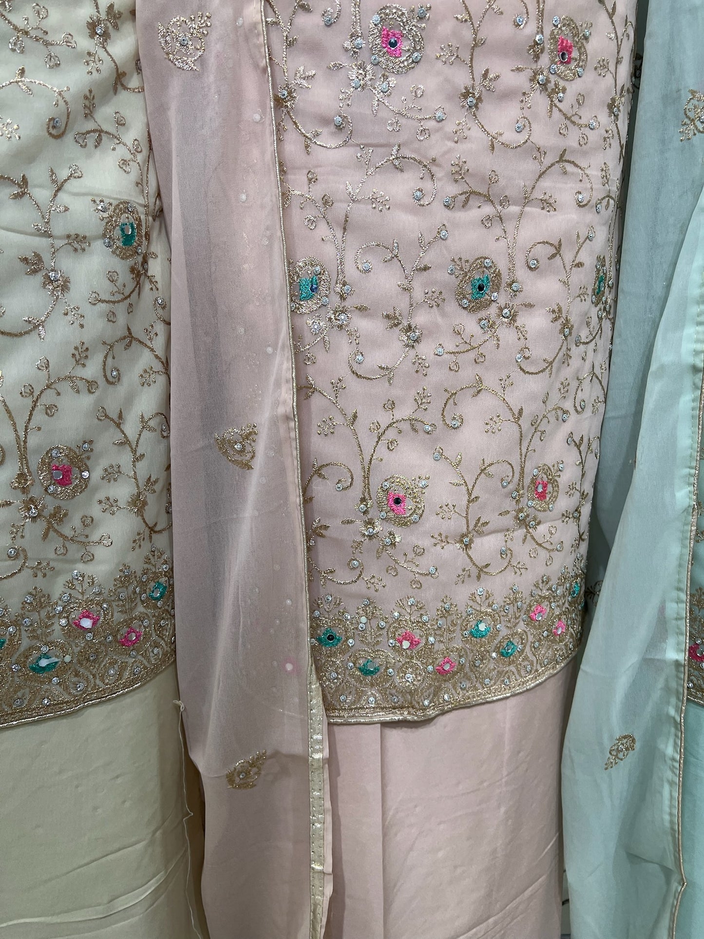 Georgette Suits with Thread Embroidery & Embellishments