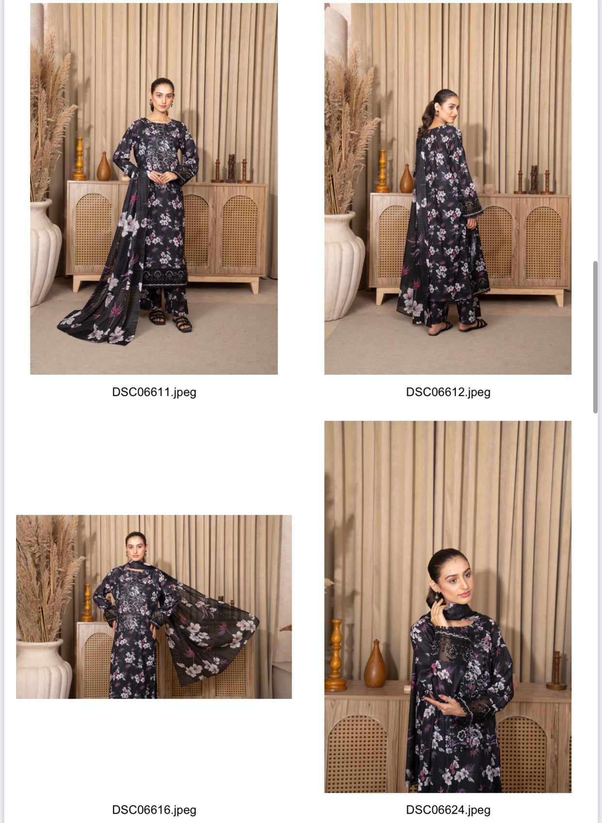 Iznik Inspired Summer/Spring Lawn- Black Floral