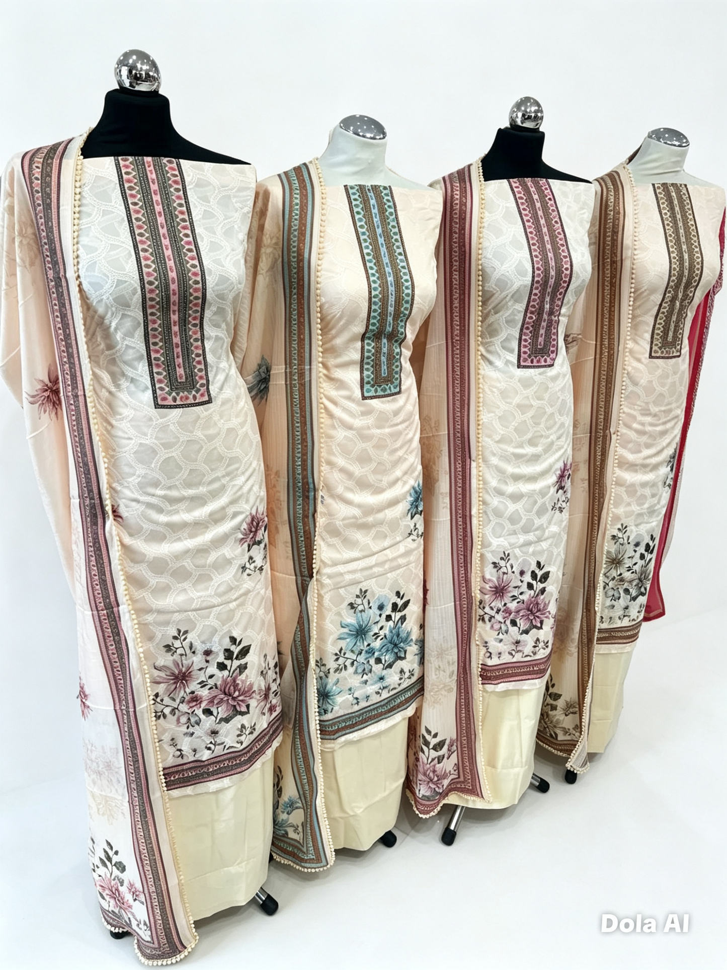 Digital Print Embroidered Cotton