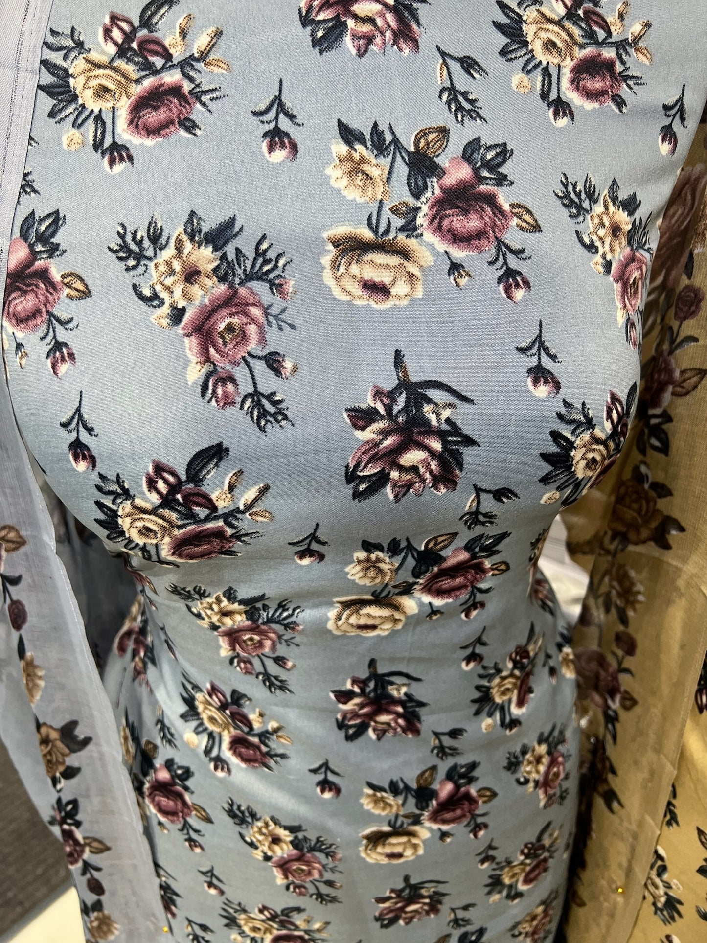 Digital Print Malai Crepe Suits – Floral Collection with Printed Chiffon Dupatta