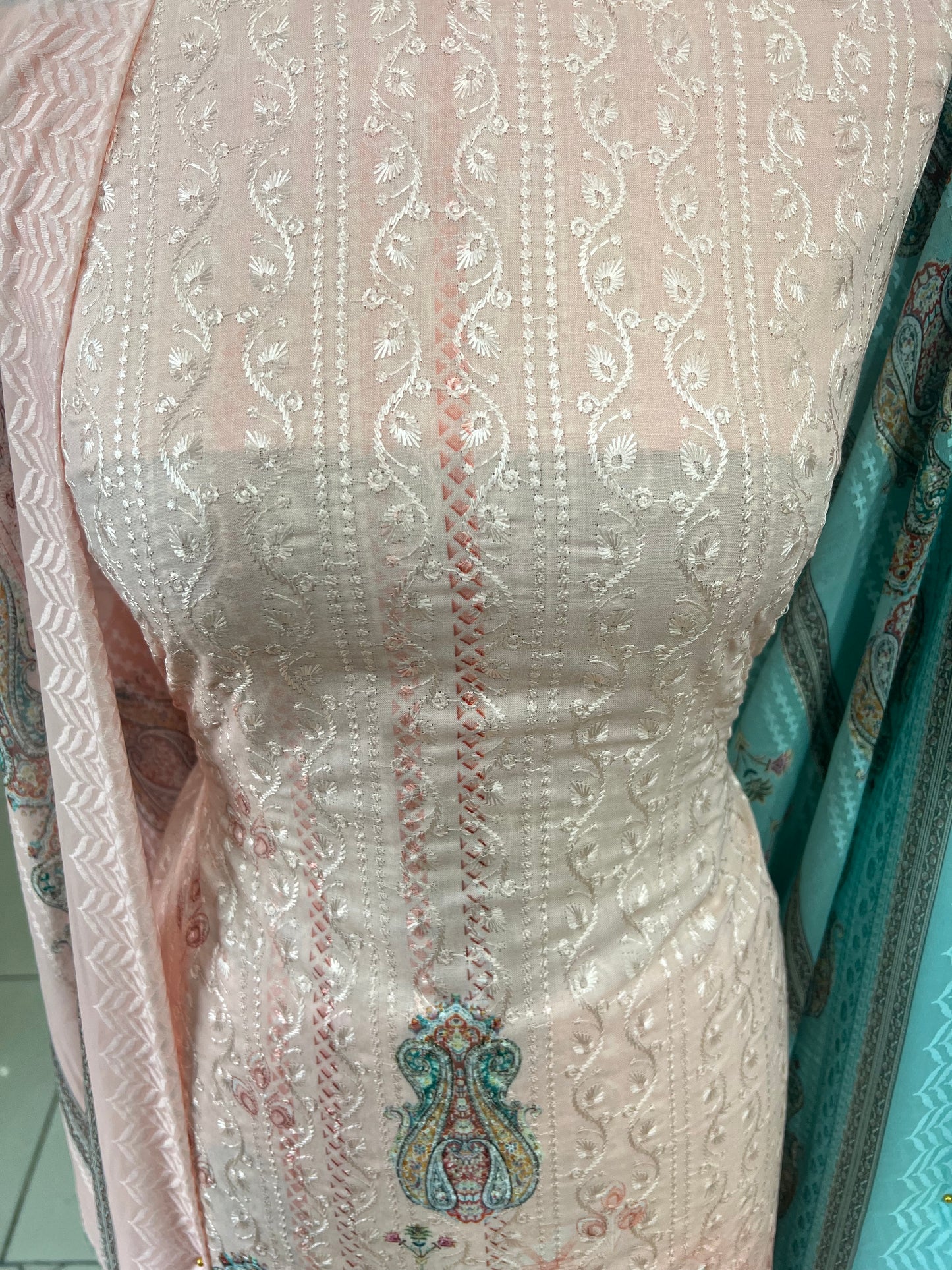 Digital Print Embroidered Cotton