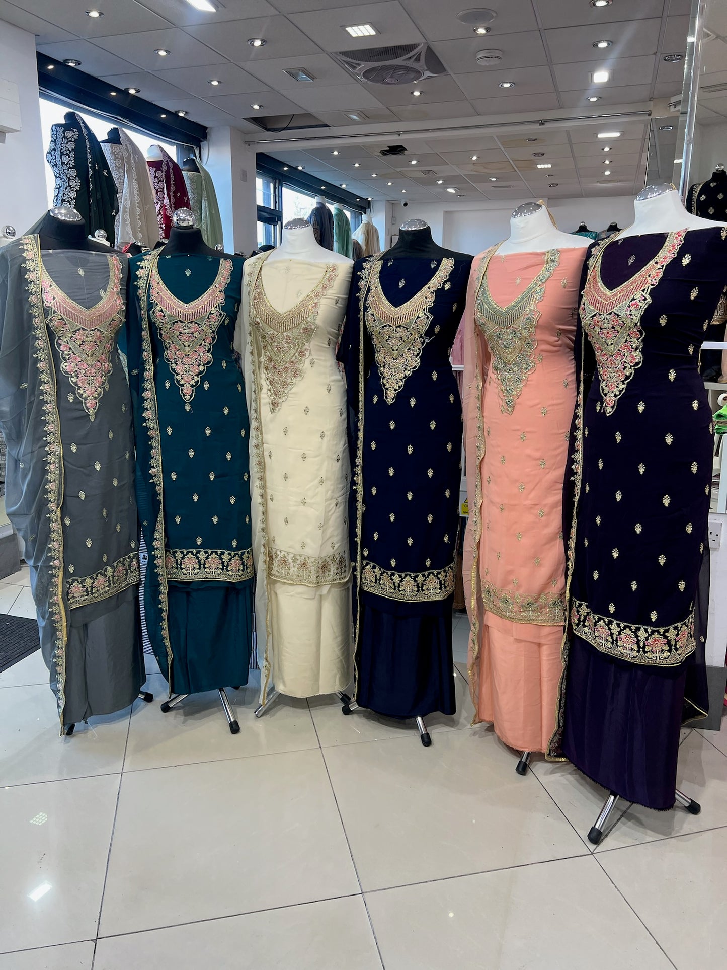 Georgette Neckline Embroidered