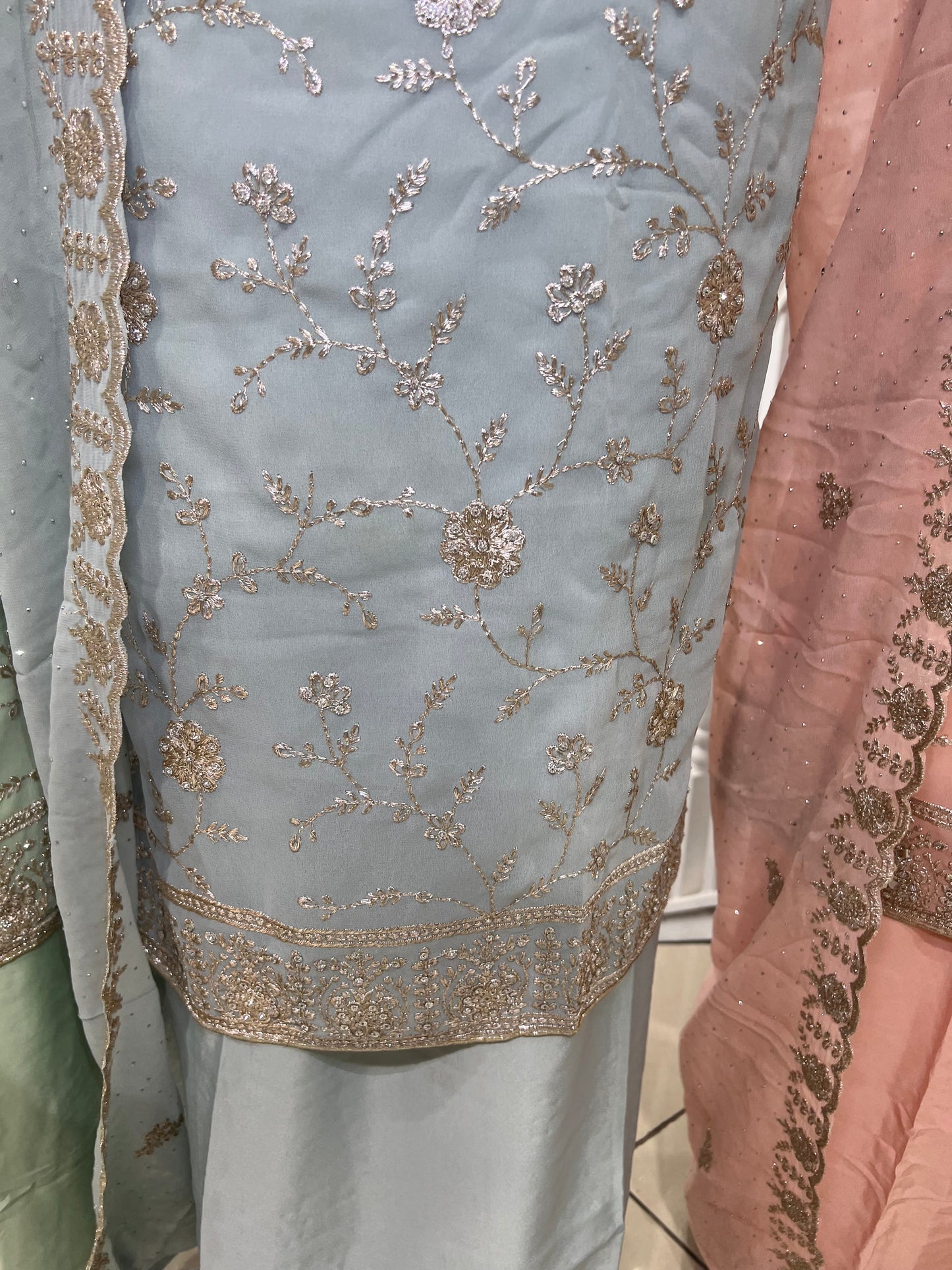 Embroidered Georgette — Thread Embroidery & Cutwork Dupatta