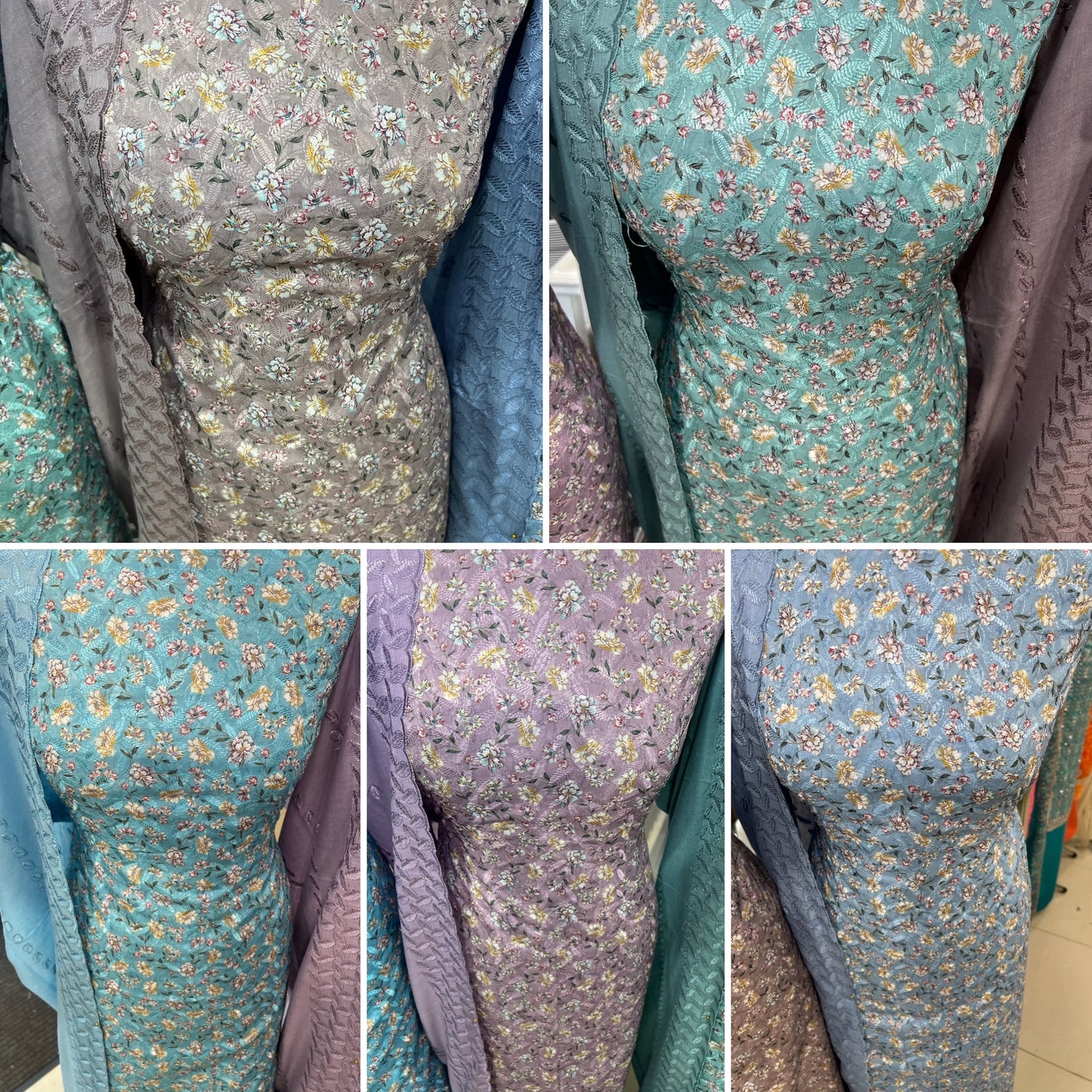 Digital Floral Print Chikankari Cotton Lawn