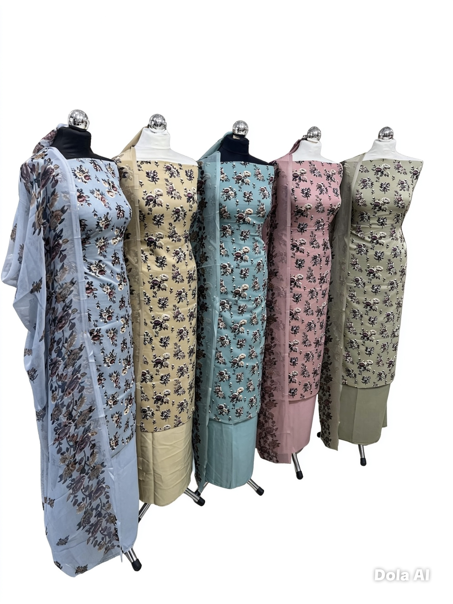 Digital Print Malai Crepe Suits – Floral Collection with Printed Chiffon Dupatta