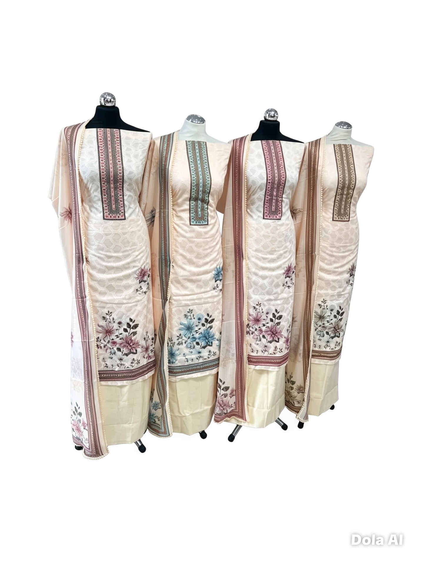 Digital Print Embroidered Cotton