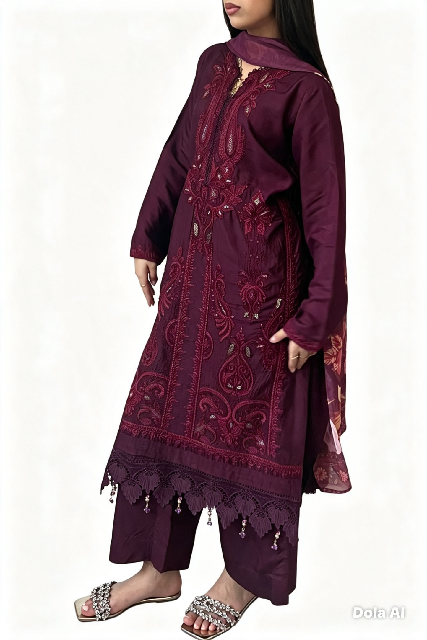 Maria B Inspired Thread Embroidered Luxury Viscose Suit Readymade