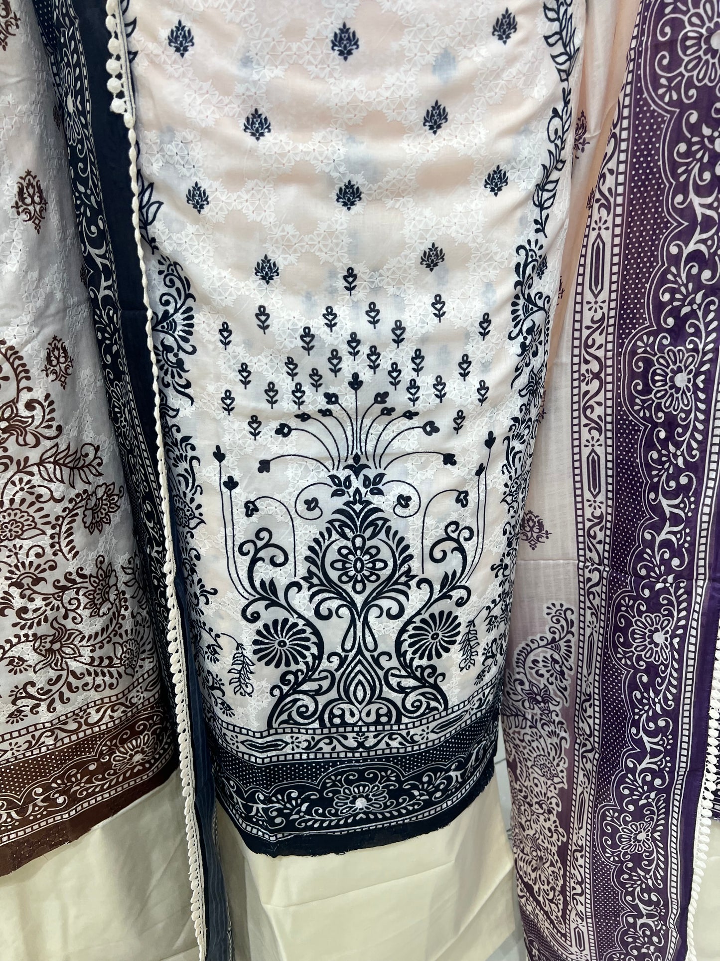 Digital Print Embroidered Cotton