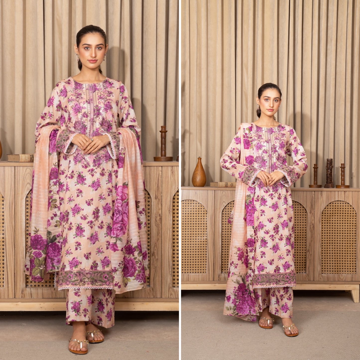 Iznik Inspired Summer/Spring Lawn- Pink Floral
