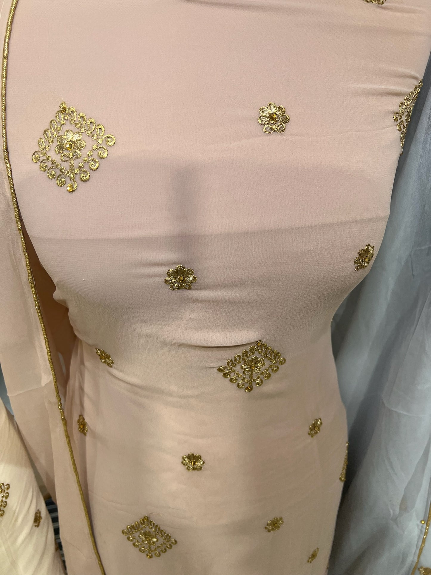 Embroidered Georgette Suits – Thread Embroidery with Embellishments