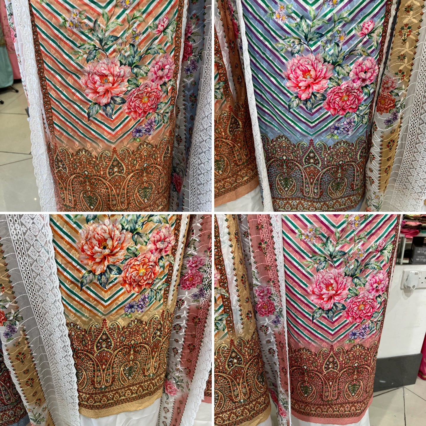 Chevron & Floral Georgette
