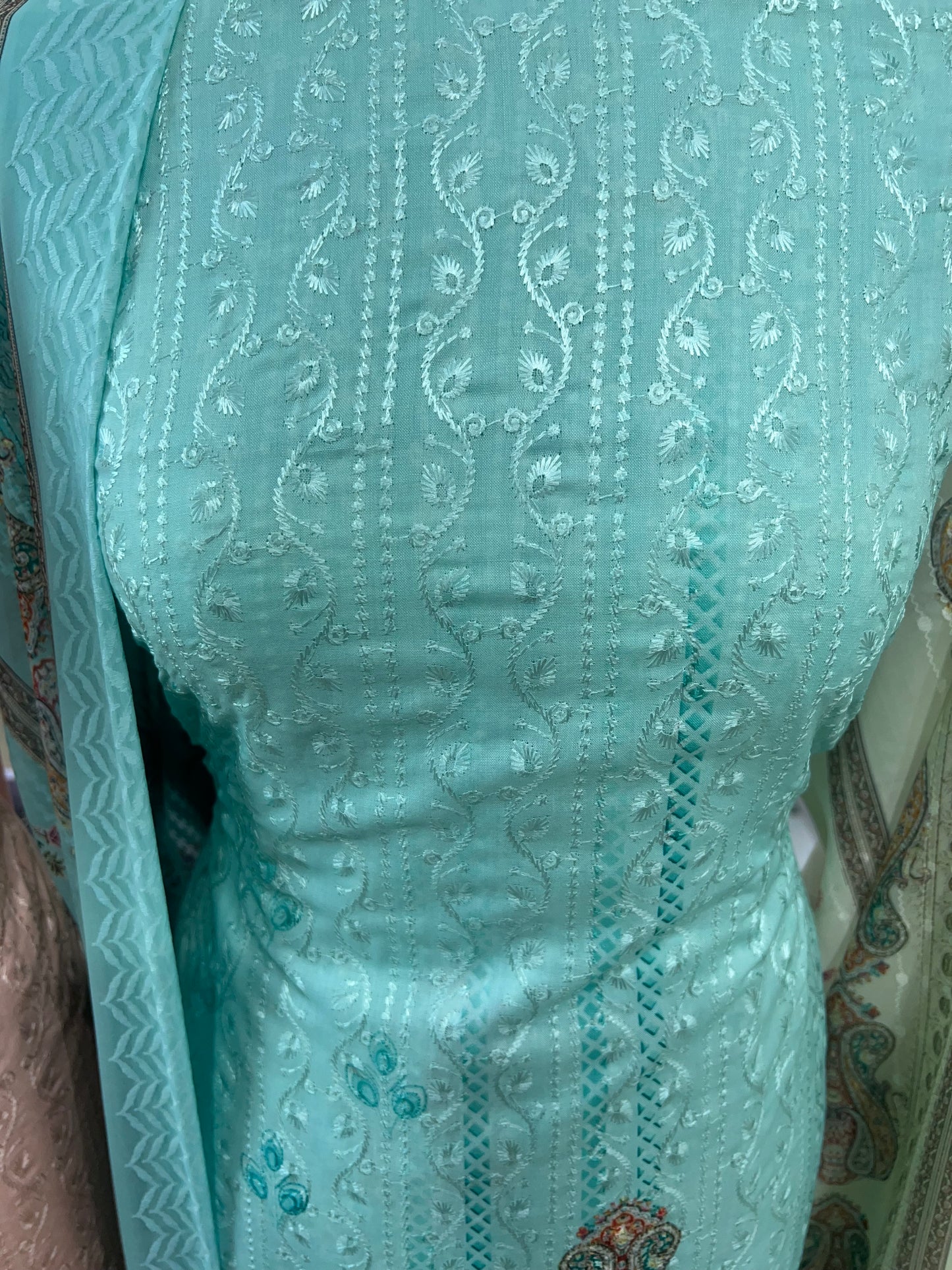 Digital Print Embroidered Cotton