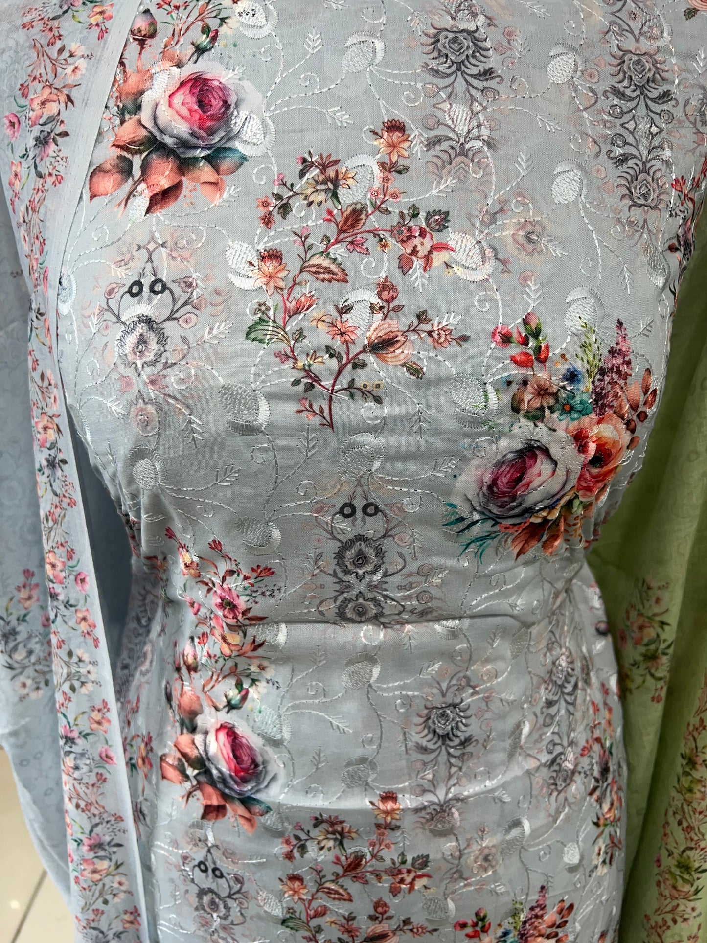 Digital Print Embroidered Cotton