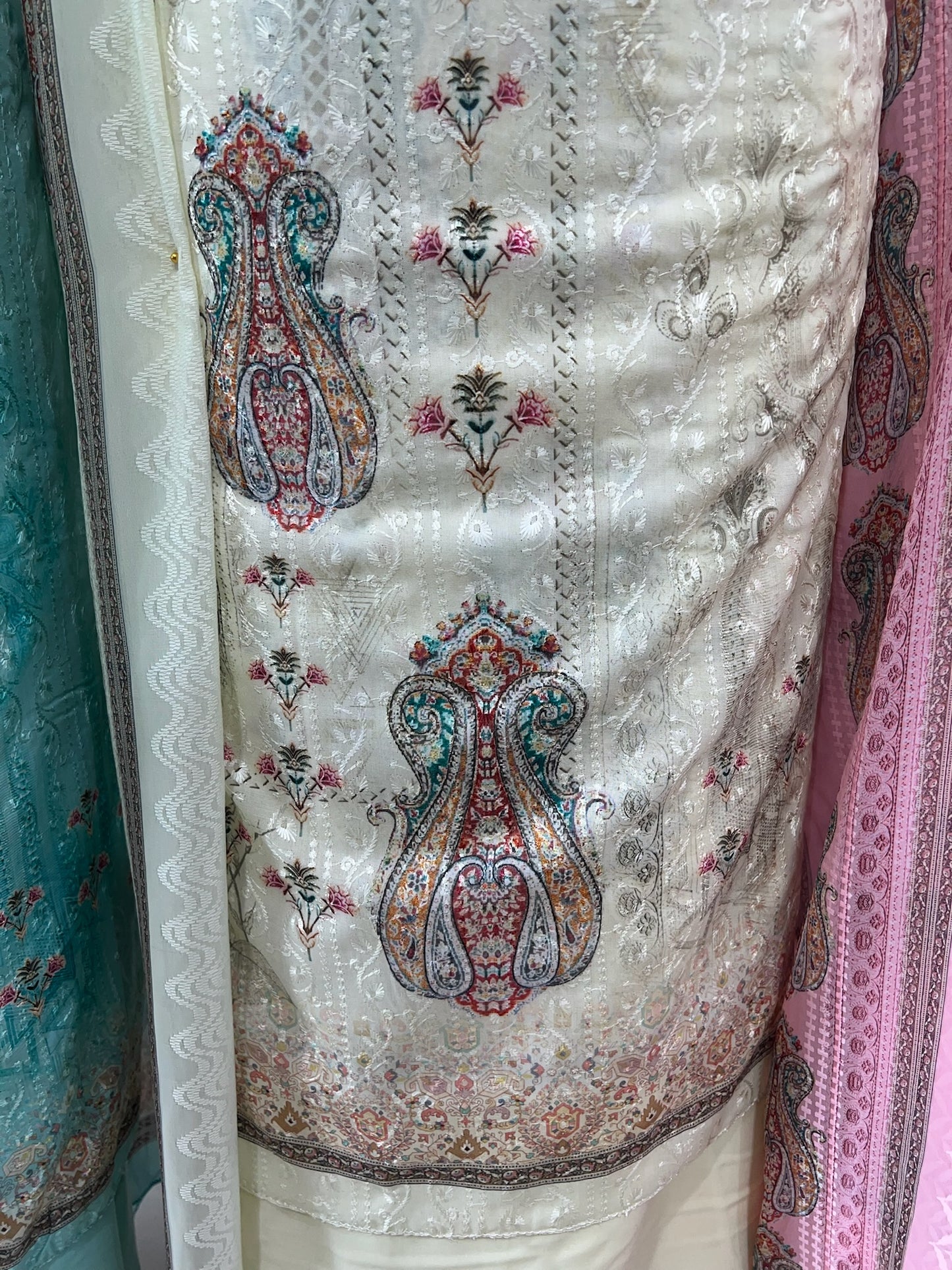 Digital Print Embroidered Cotton