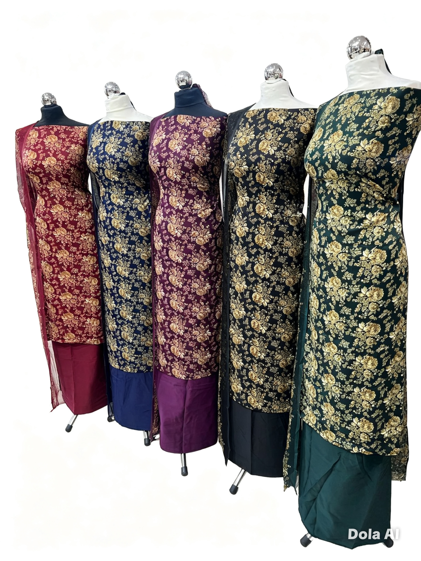 Digital Print Malai Crepe Suits – Floral Print & Chiffon Dupatta
