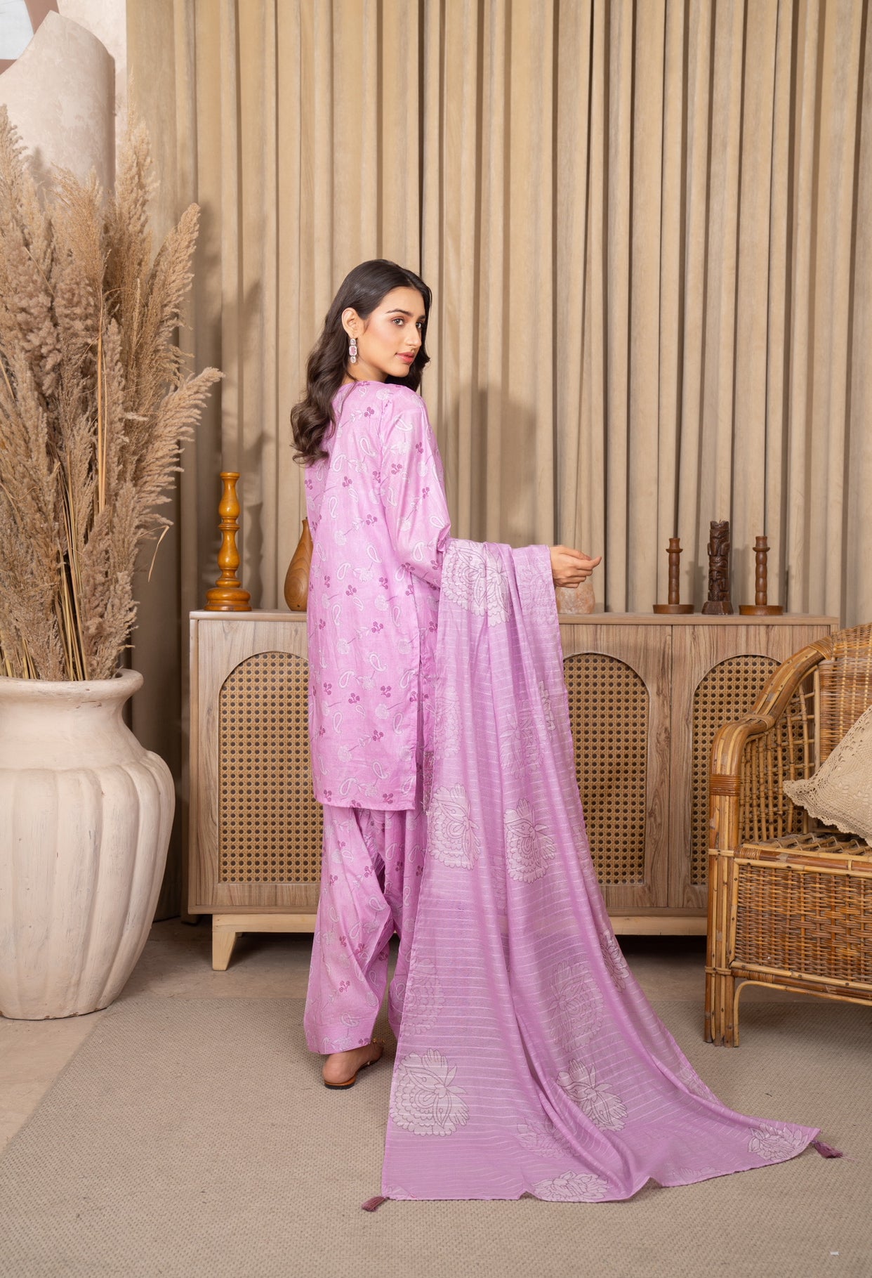 Farashy Shalwar Iznik Inspired Summer/Spring Lawn- Hot Pink Floral Farashy