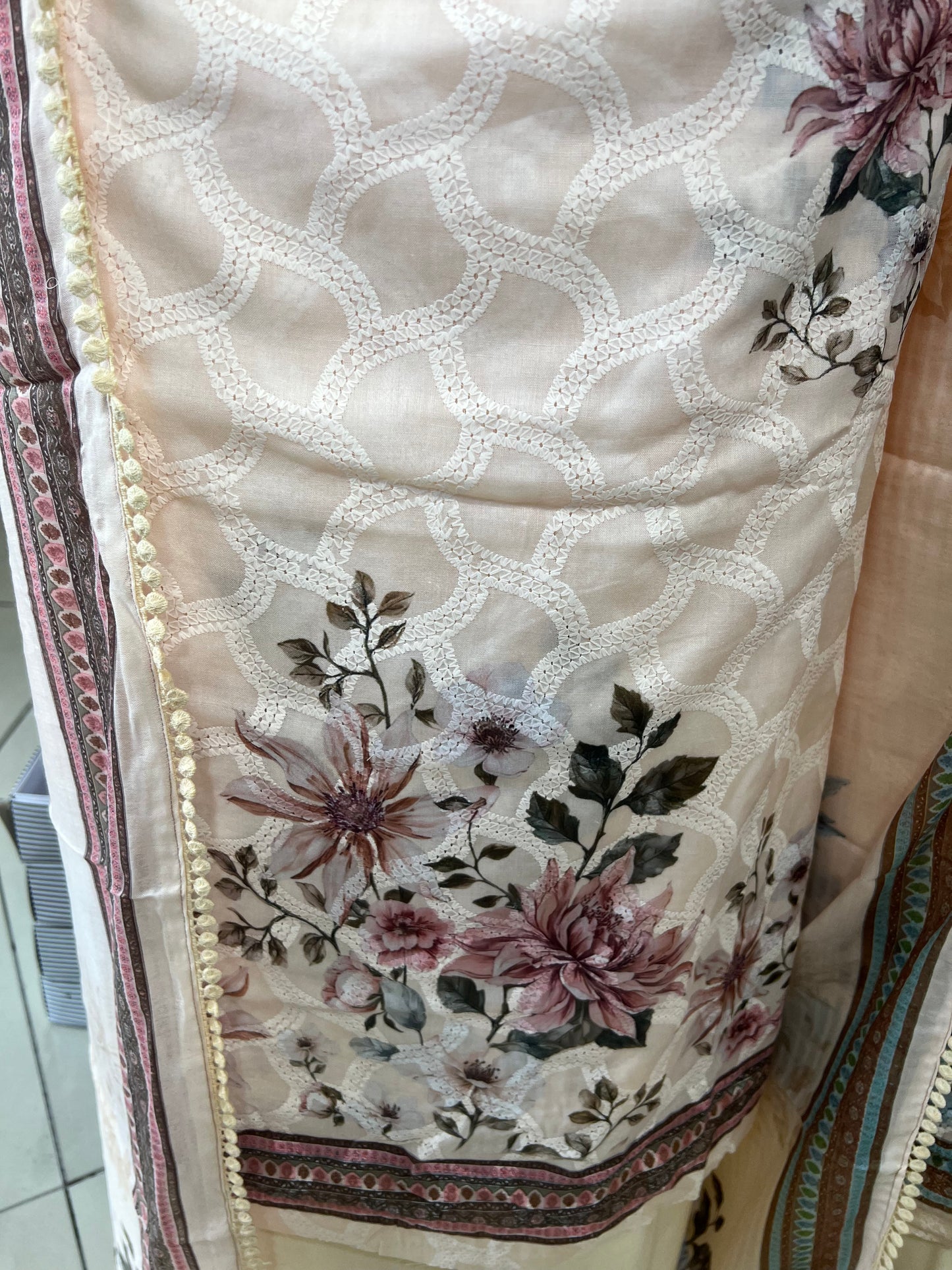 Digital Print Embroidered Cotton