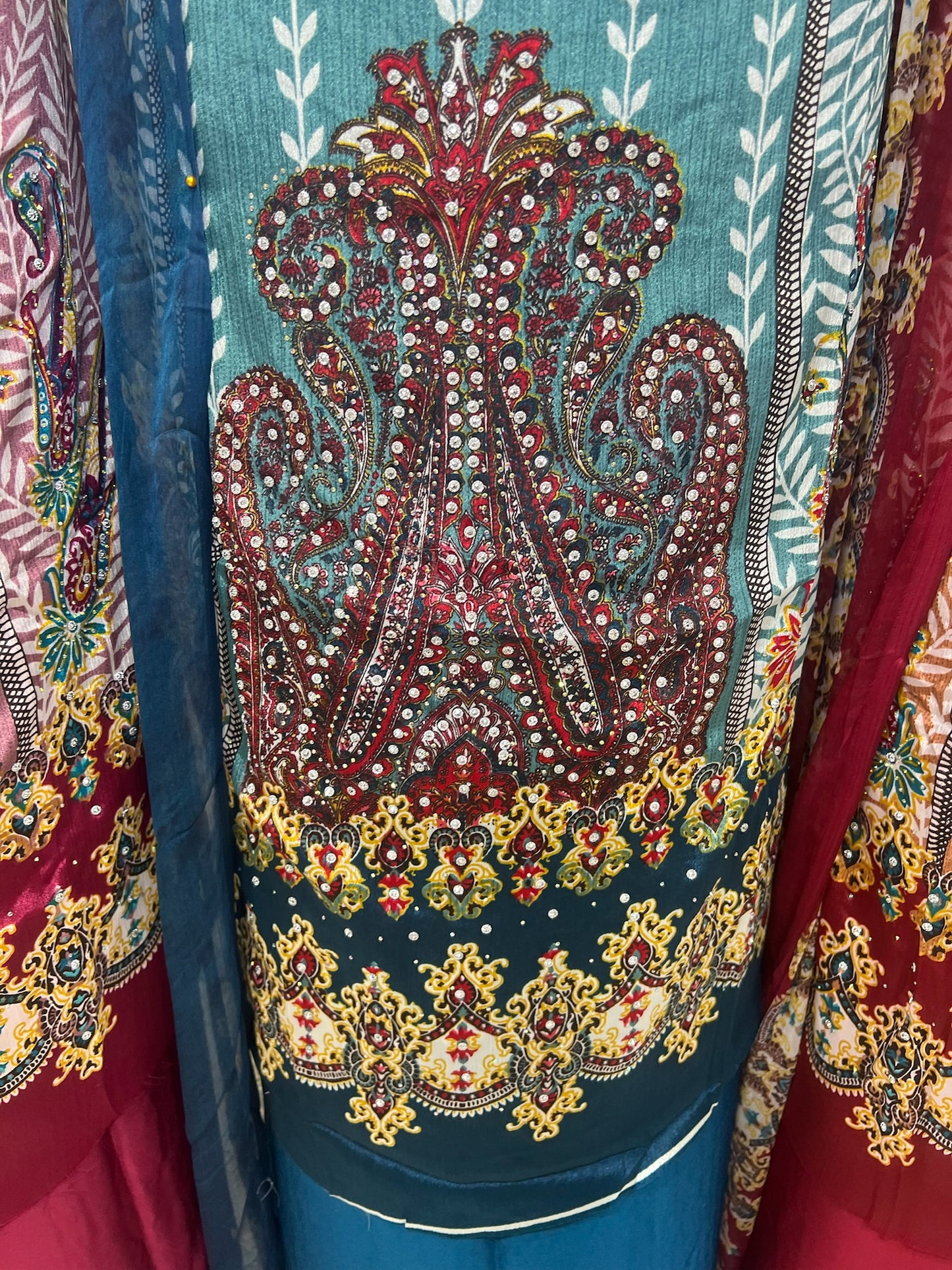 Embellished Digital Print Crepe