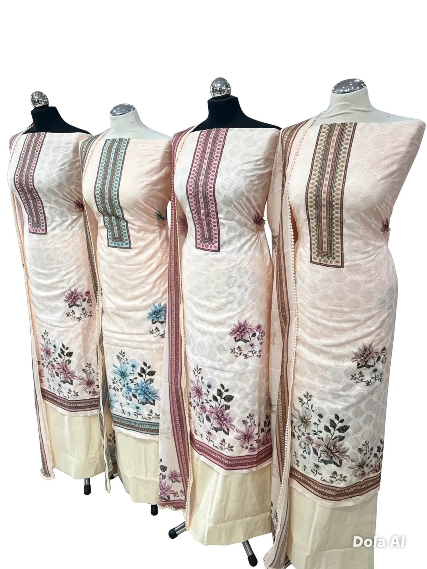 Digital Print Embroidered Cotton