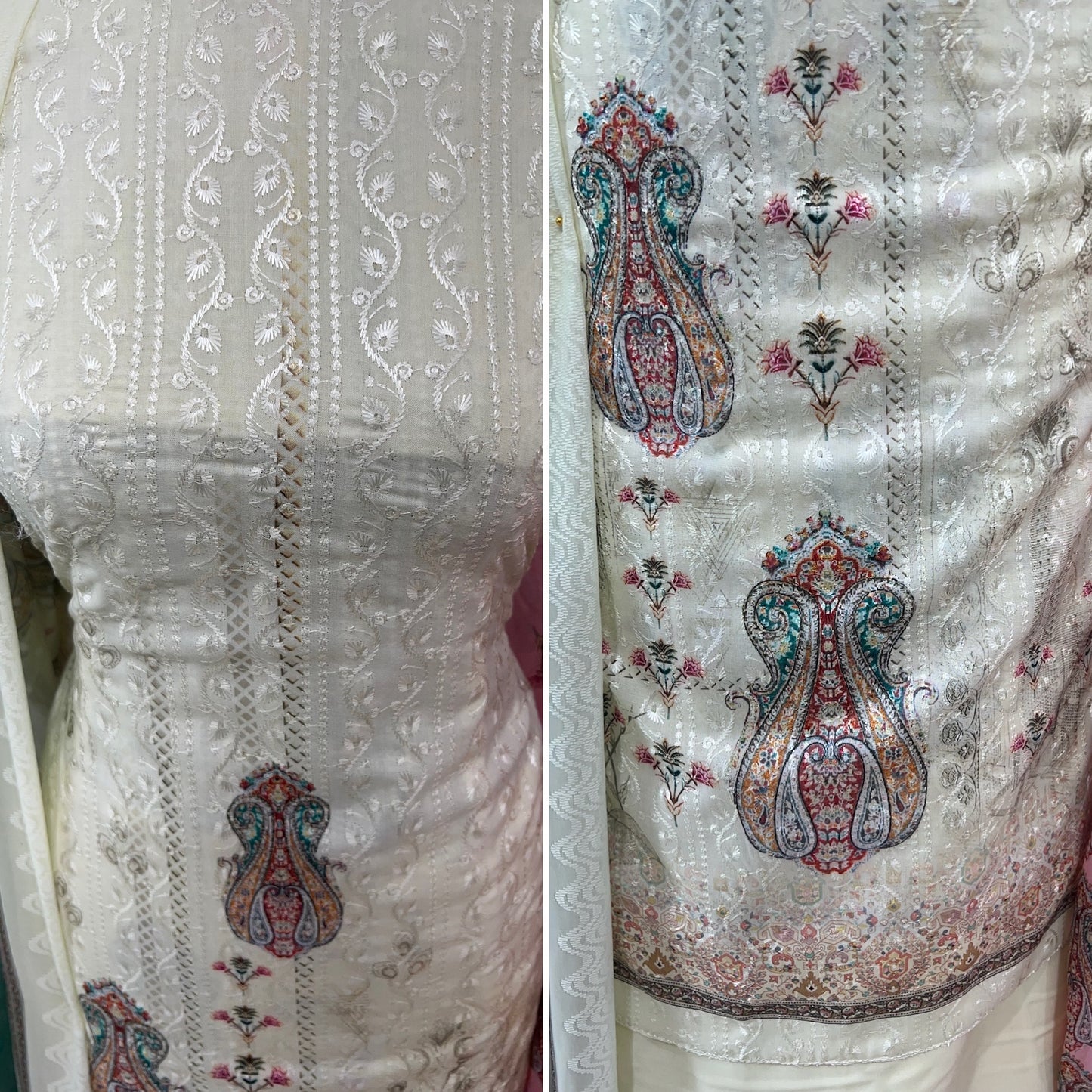 Digital Print Embroidered Cotton