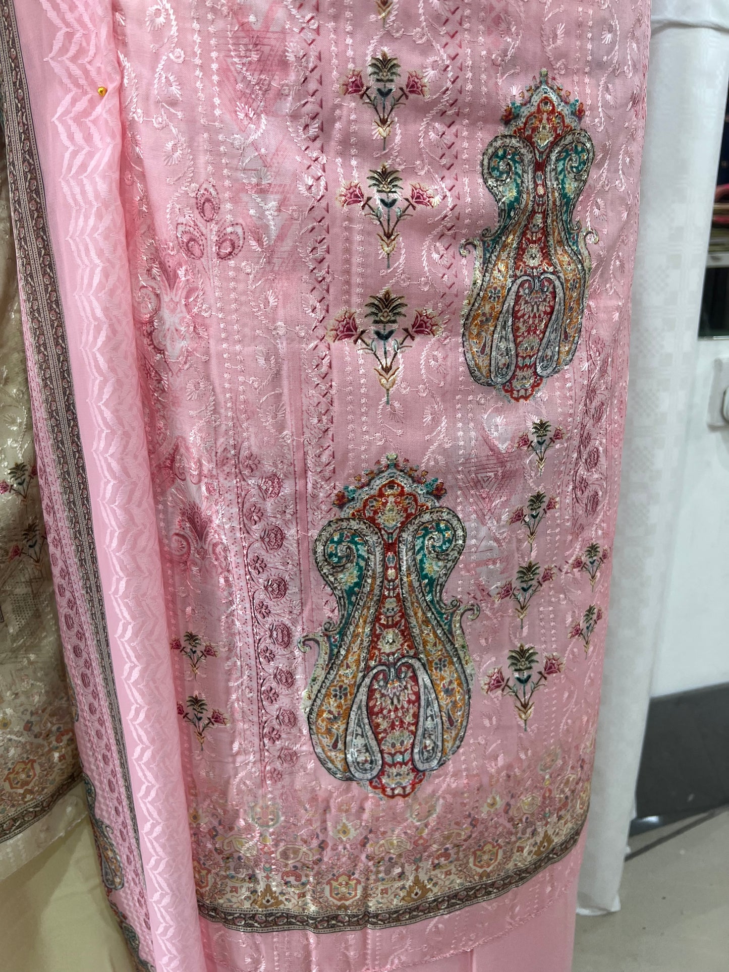 Digital Print Embroidered Cotton