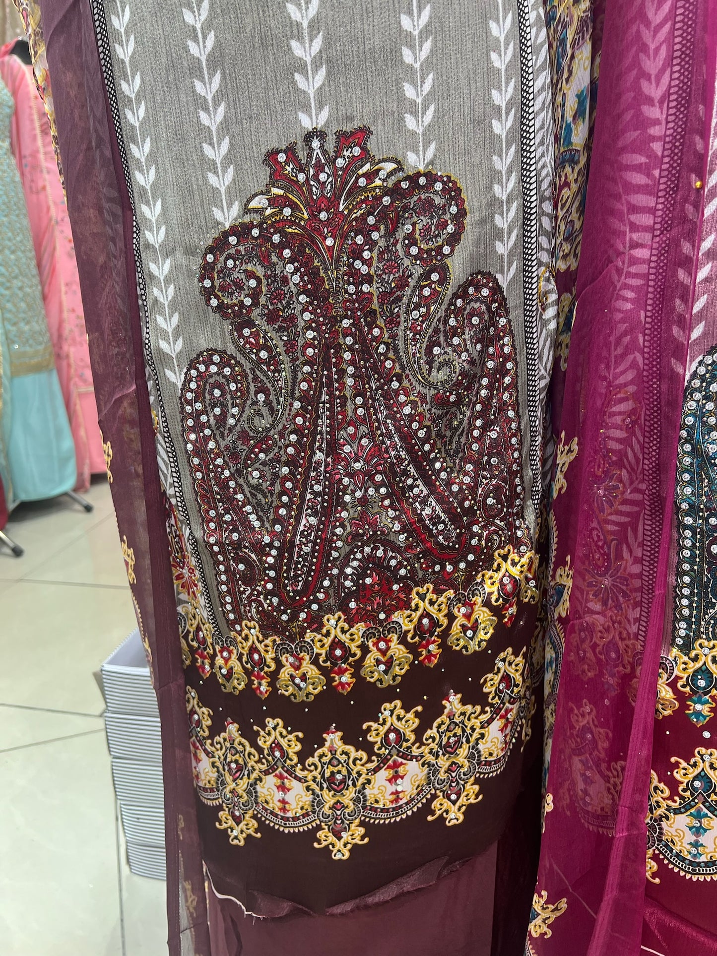 Embellished Digital Print Crepe