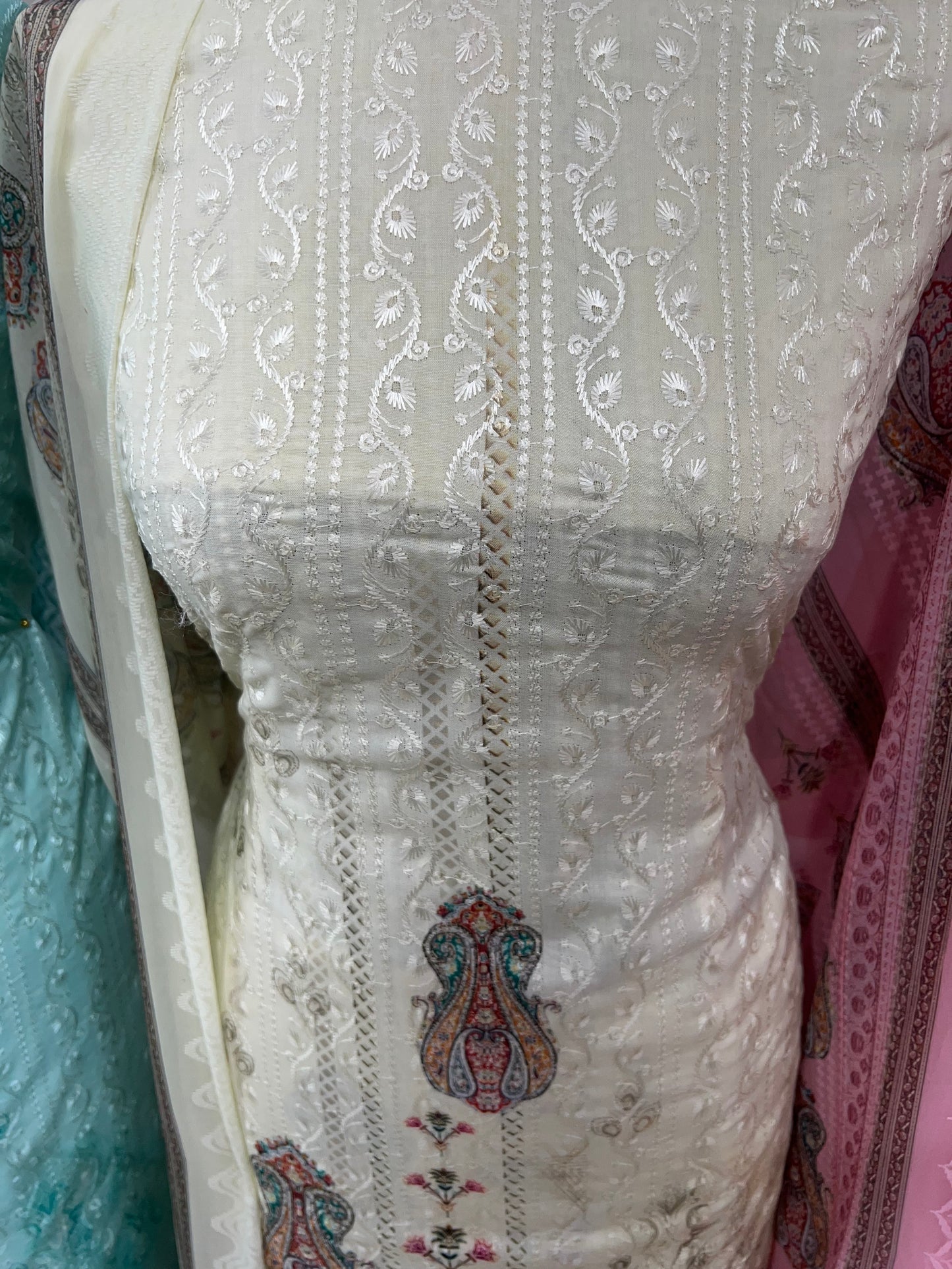 Digital Print Embroidered Cotton