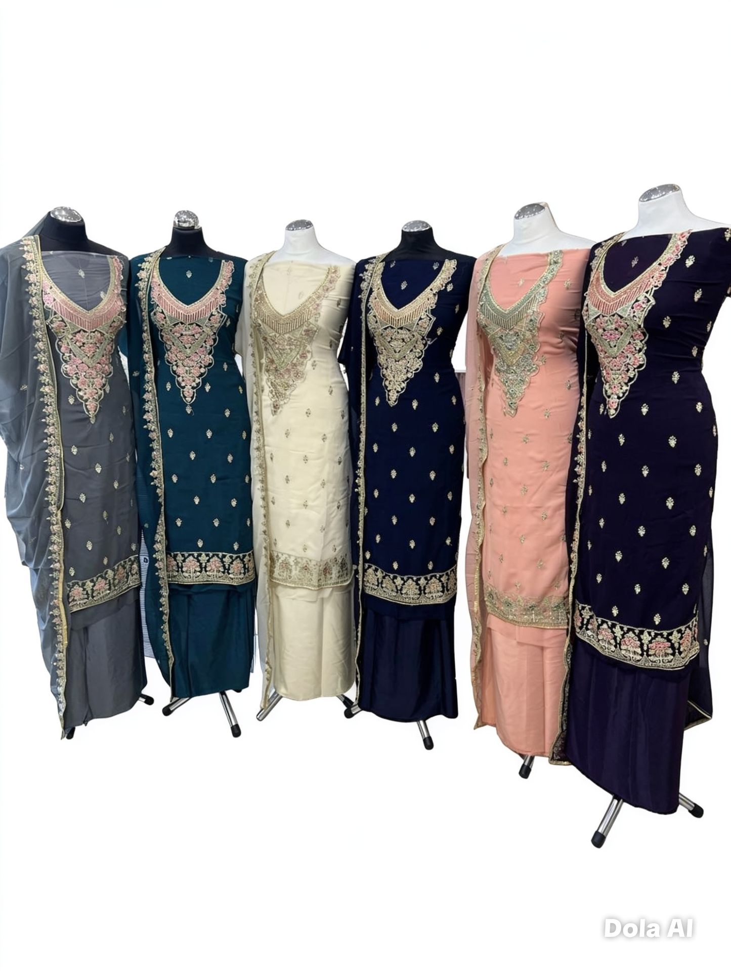 Georgette Neckline Embroidered