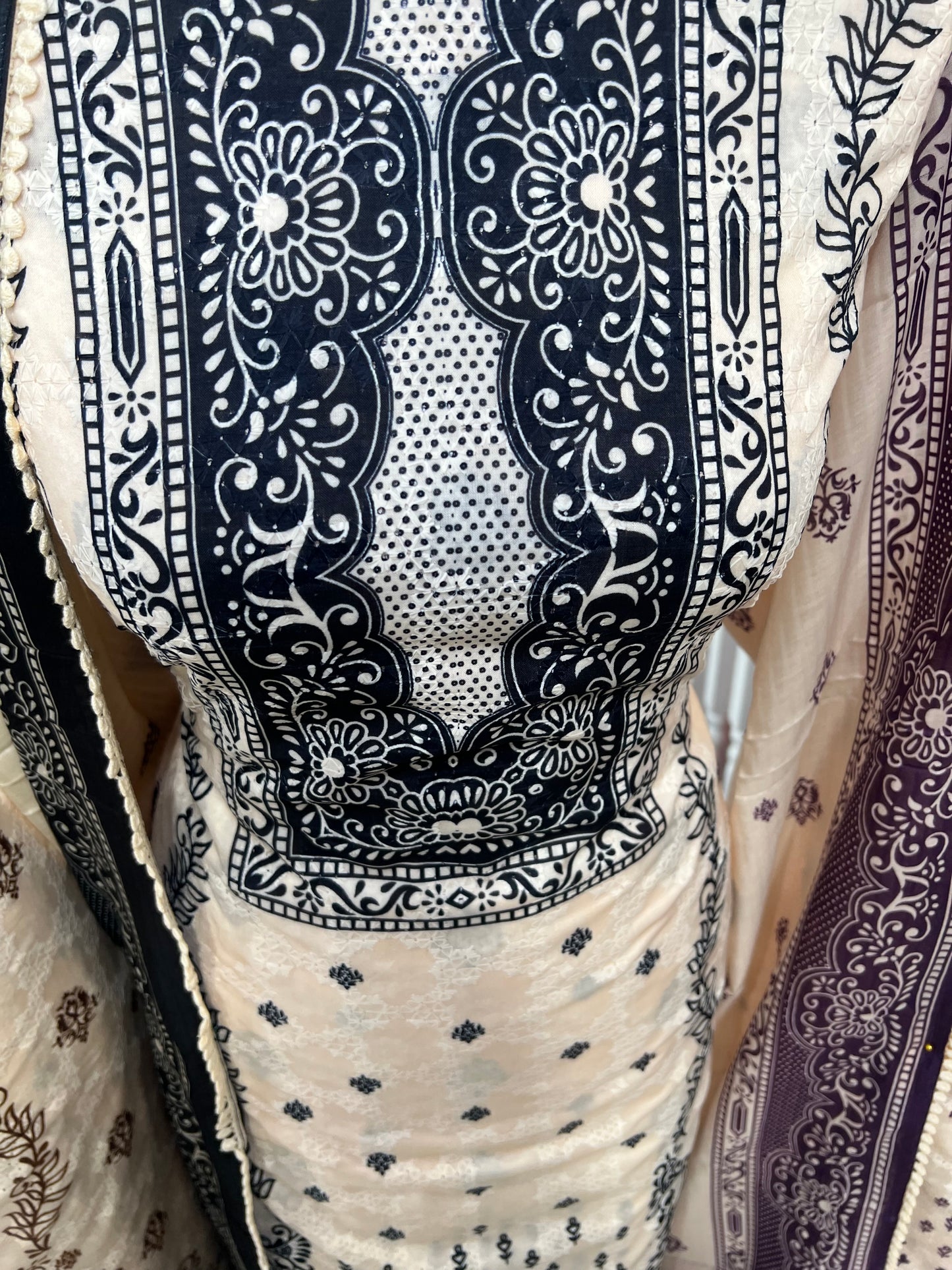 Digital Print Embroidered Cotton
