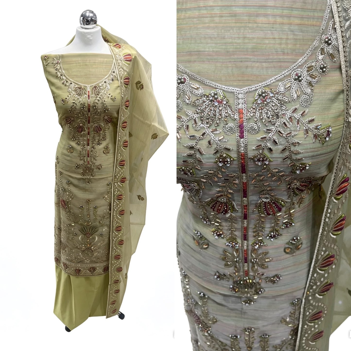 Fancy Embroidered Embellished Chiffon Organza
