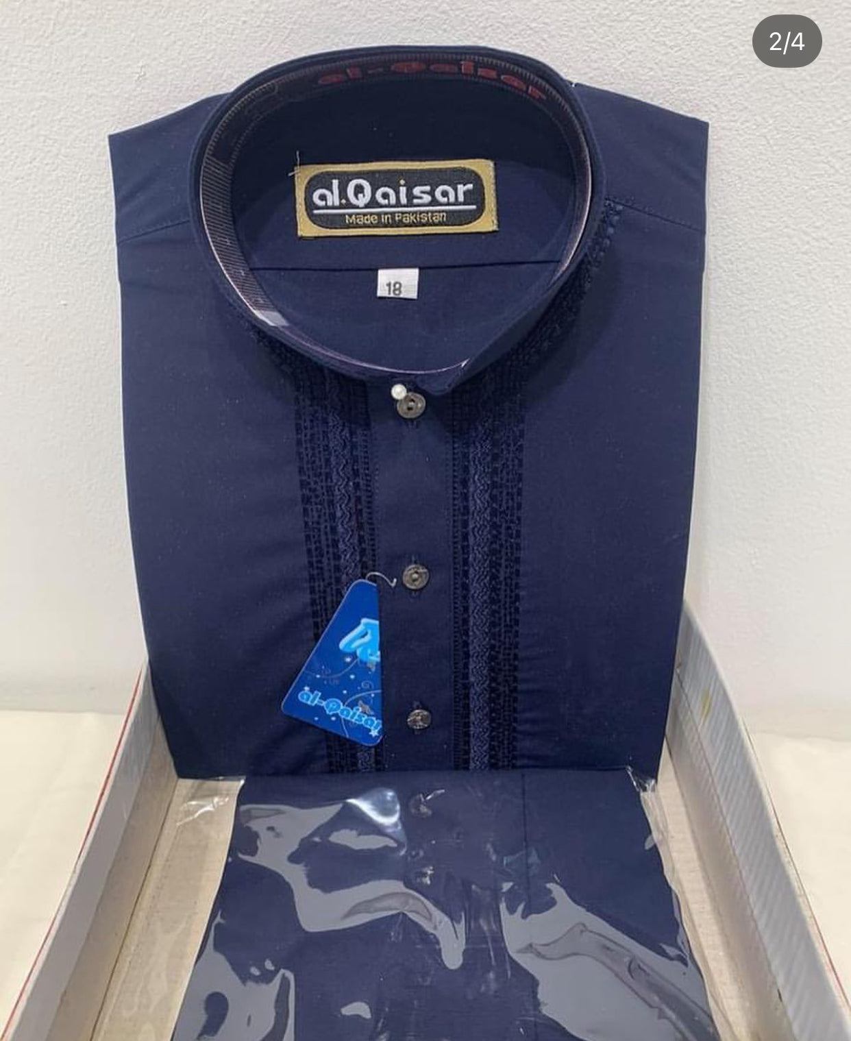 AL QAISAR PREMIUM BOYS SHALWAR KAMEEZ- NAVY EMBROIDERED