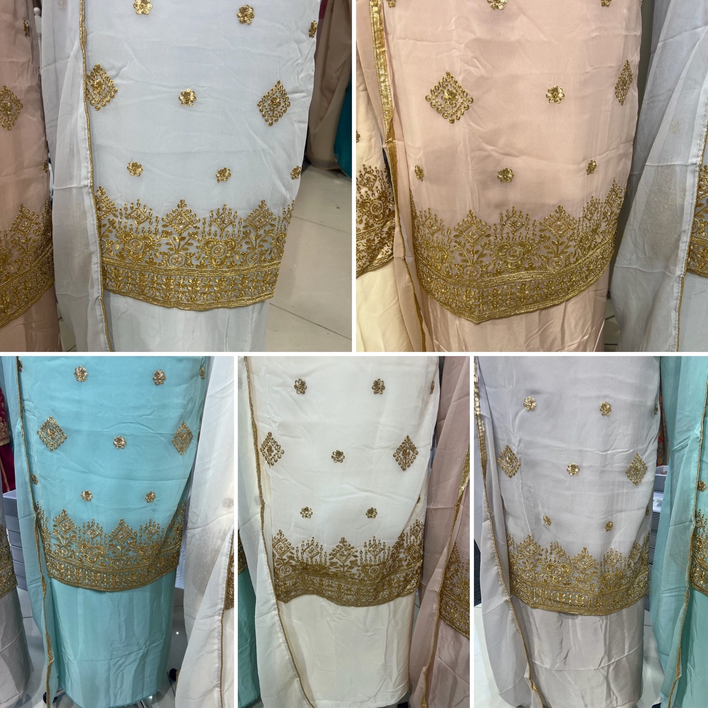 Embroidered Georgette Suits – Thread Embroidery with Embellishments