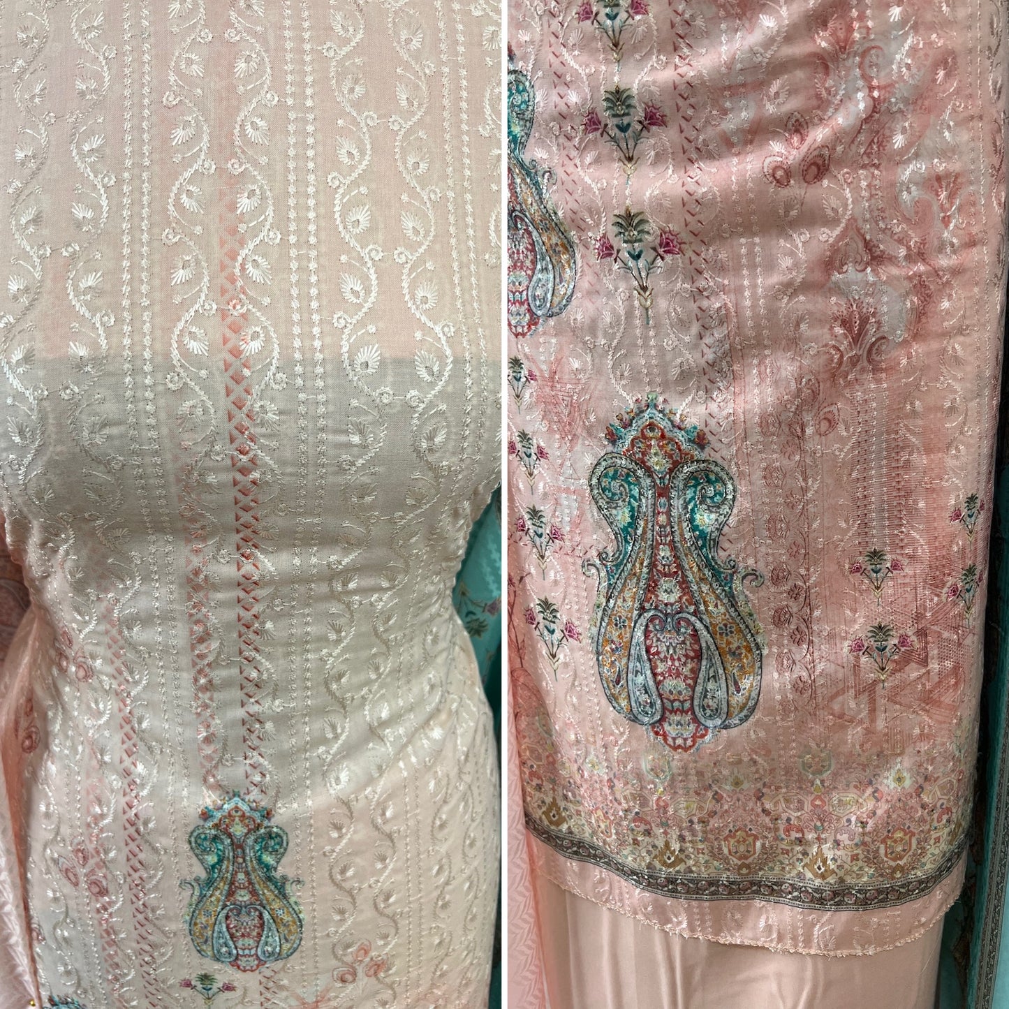 Digital Print Embroidered Cotton